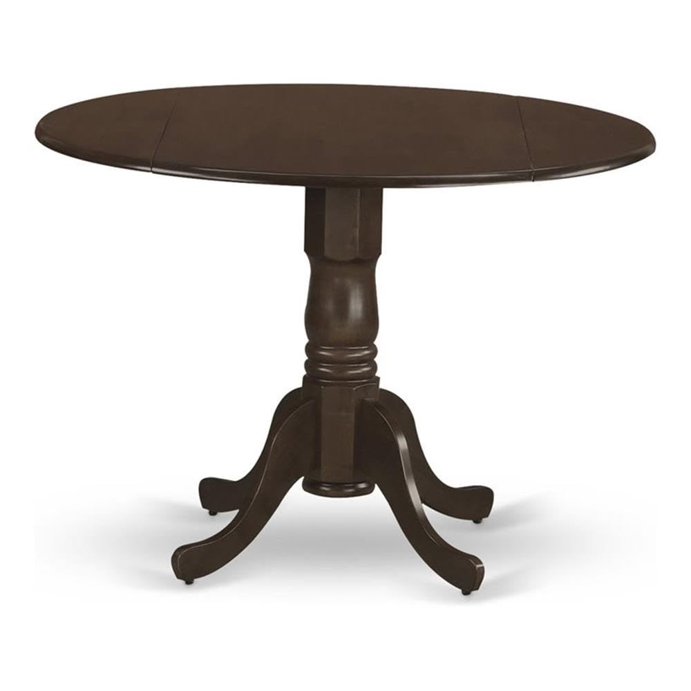 East West Furniture DLT-ESP-TP Dublin Modern Round Kitchen Dining Table with Drop Leaf & Pedestal Base, 42x42 Inch, Espresso Finish - Perfect for Small Spaces, Breakfast Nooks & Cozy Apartment Dining