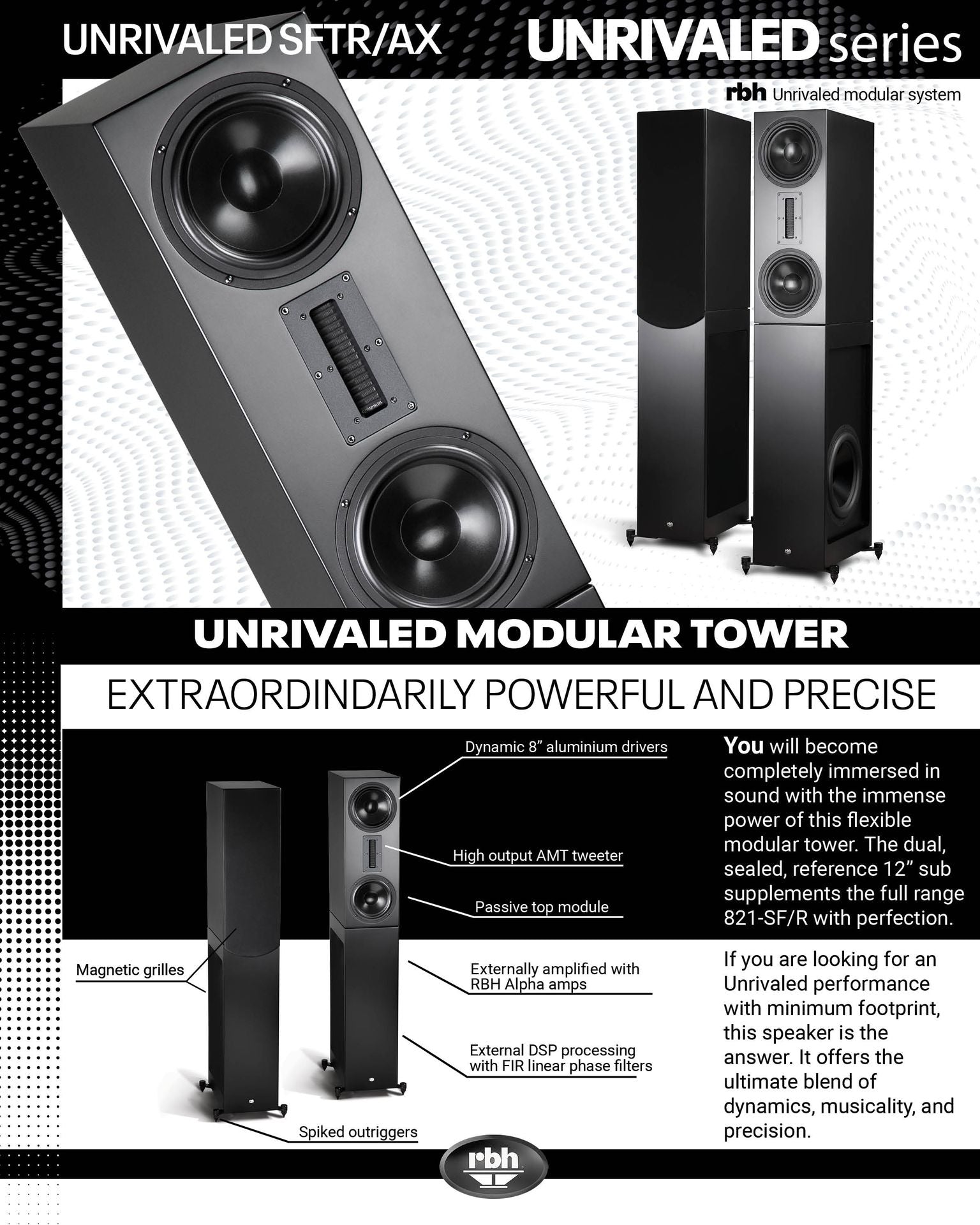 RBH Sound UNRIVALED SFTR/AX Modular Tower Speaker System (Pair) - High-End Home Theater & Audiophile Music Listening Experience