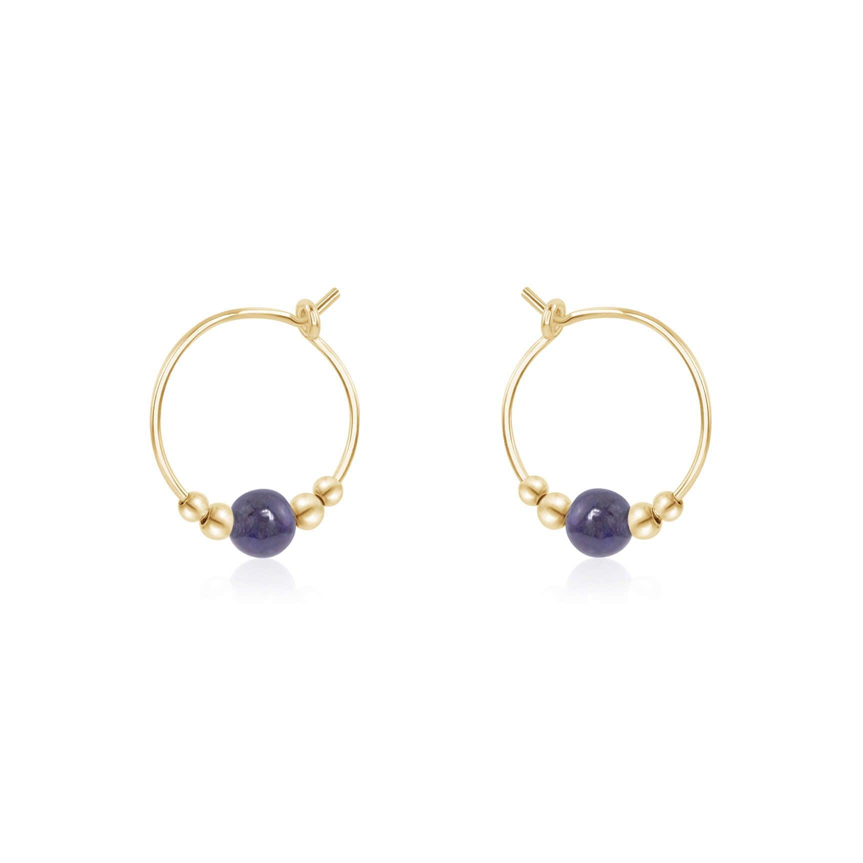 Iolite Gemstone Hoop Earrings - Dainty & Elegant Jewelry for Women | Perfect for Everyday Wear, Parties & Gifts