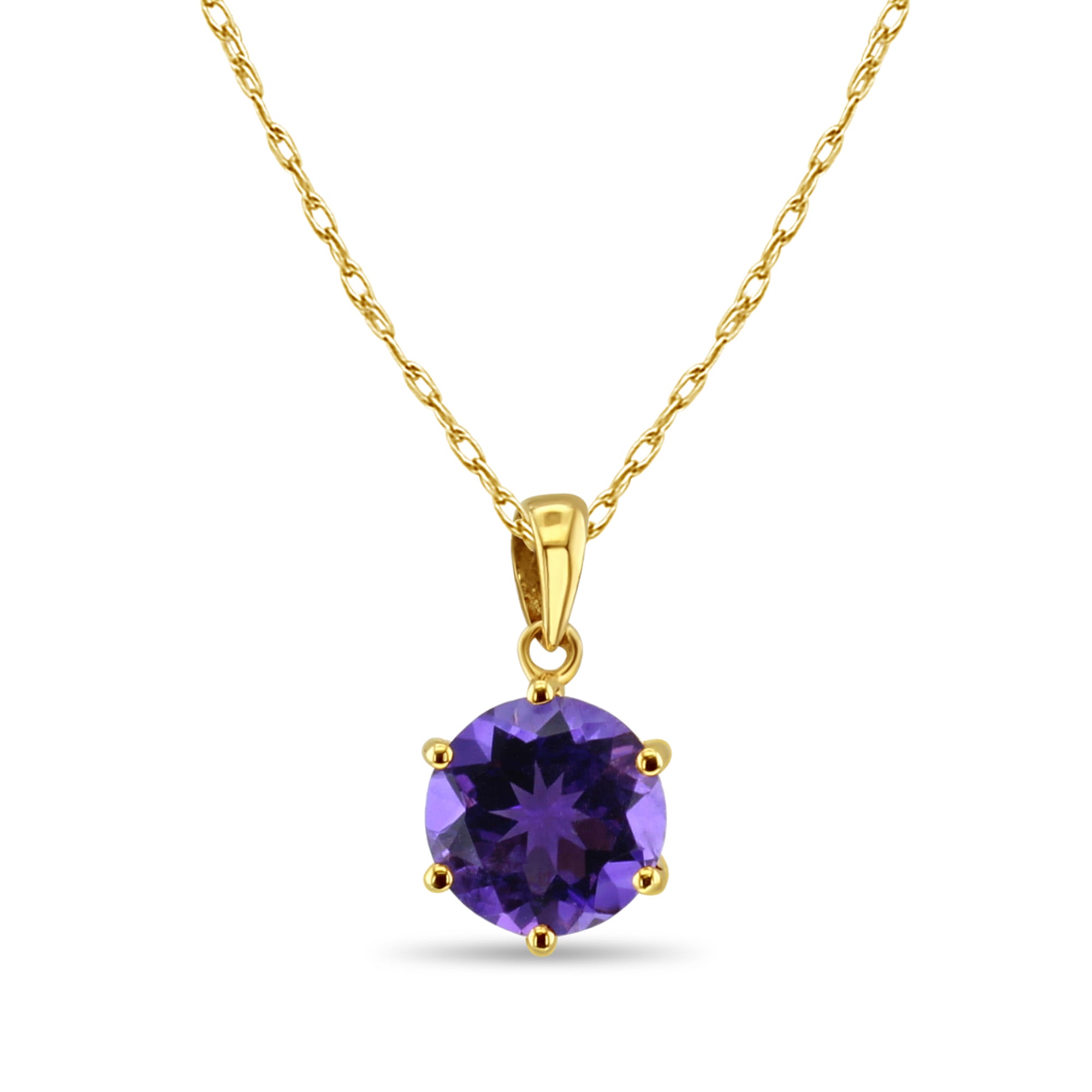 8MM Round Amethyst Necklace for Women - Genuine Purple Gemstone Jewelry Gift for Birthday, Anniversary & Special Occasions