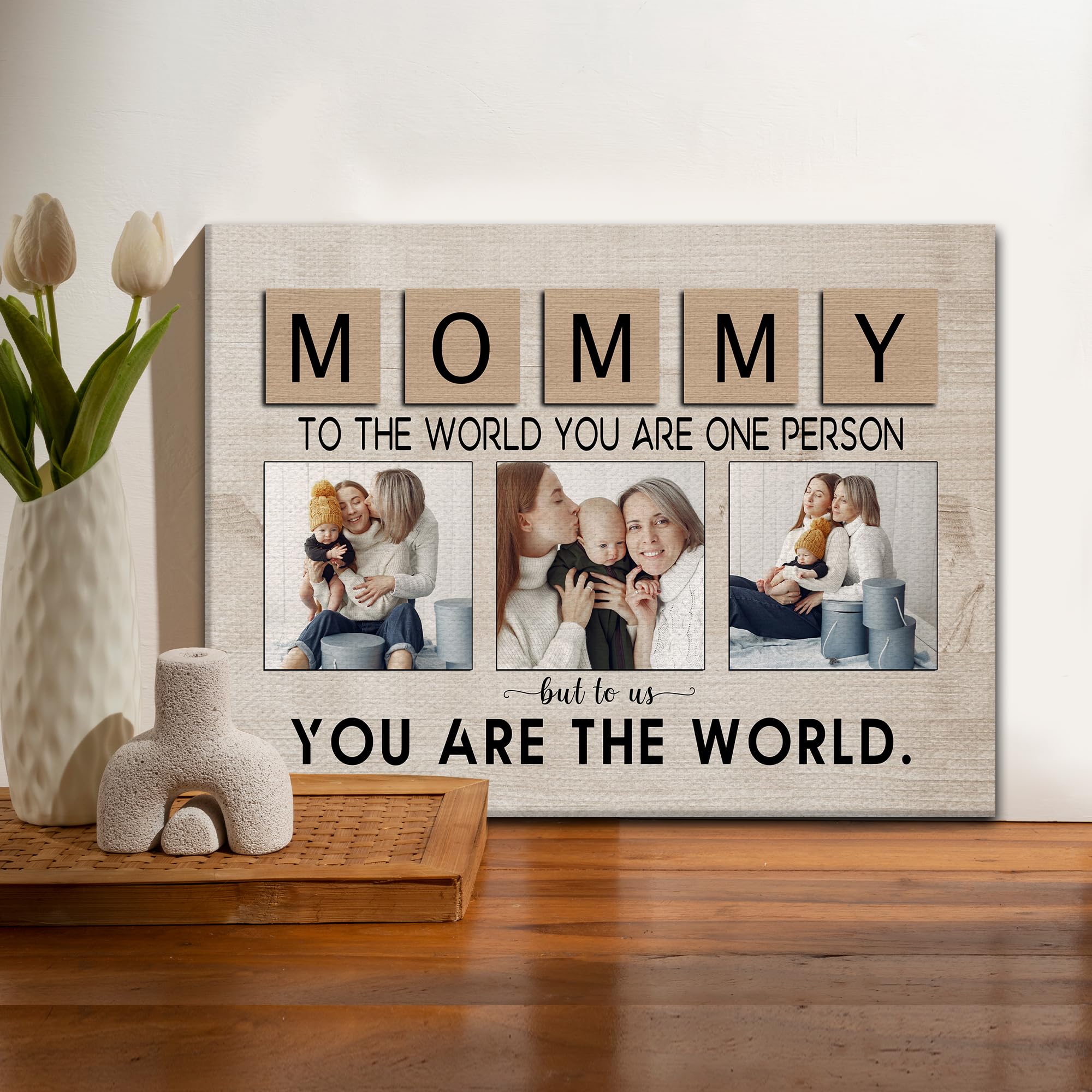 **Personalized Mother's Day & Birthday Gifts for Mom - Custom Photo Canvas with Names - Thoughtful Present from Daughter or Son - Perfect for Home Decor, Wall Art, and Special Occasions**