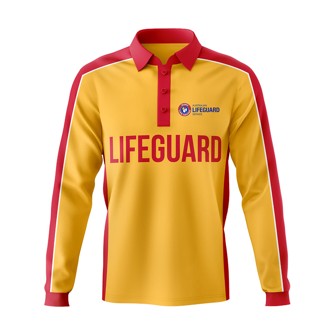 Men's Long Sleeve Polo Shirt for Beach Lifeguards - Quick-Dry UV Protection Swim Shirt for Pool, Surfing & Water Sports