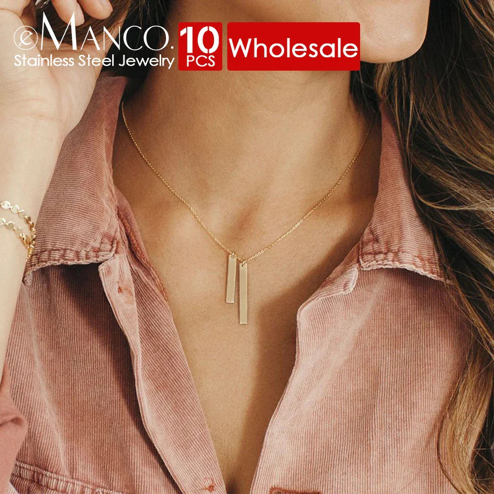 10PCS Stainless Steel Gold Pendant Necklaces for Women - Fashion Minimalist Short & Long Statement Collar Jewelry Set - Perfect for Gifts, Parties, and Everyday Wear