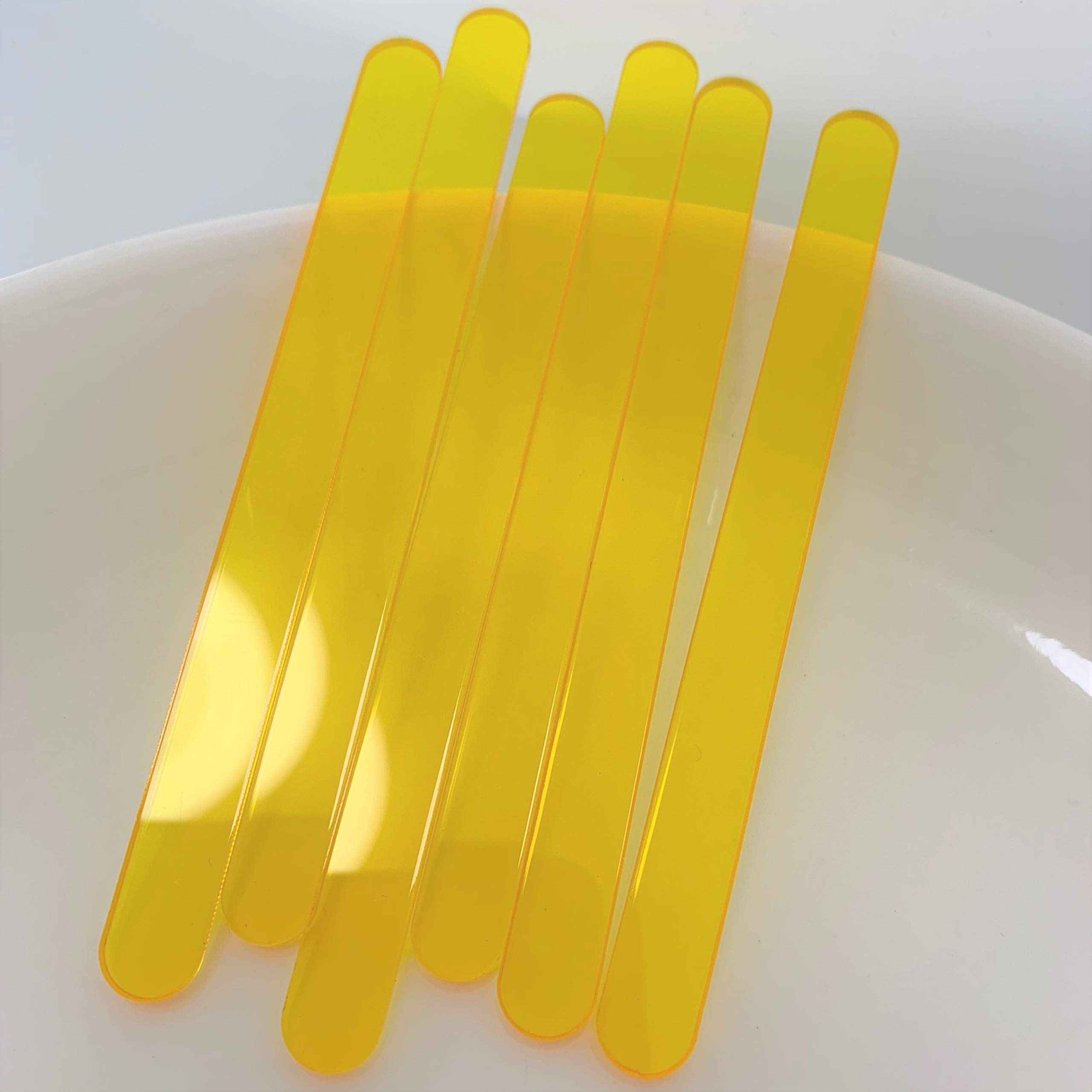 30 Pack Gold Mirror Acrylic Cakesicle Sticks - Reusable Translucent Yellow Popsicle Sticks for Birthday Parties, Baby Showers & Wedding Favors - Perfect for Cake Pops, Dessert Displays & DIY Treats
