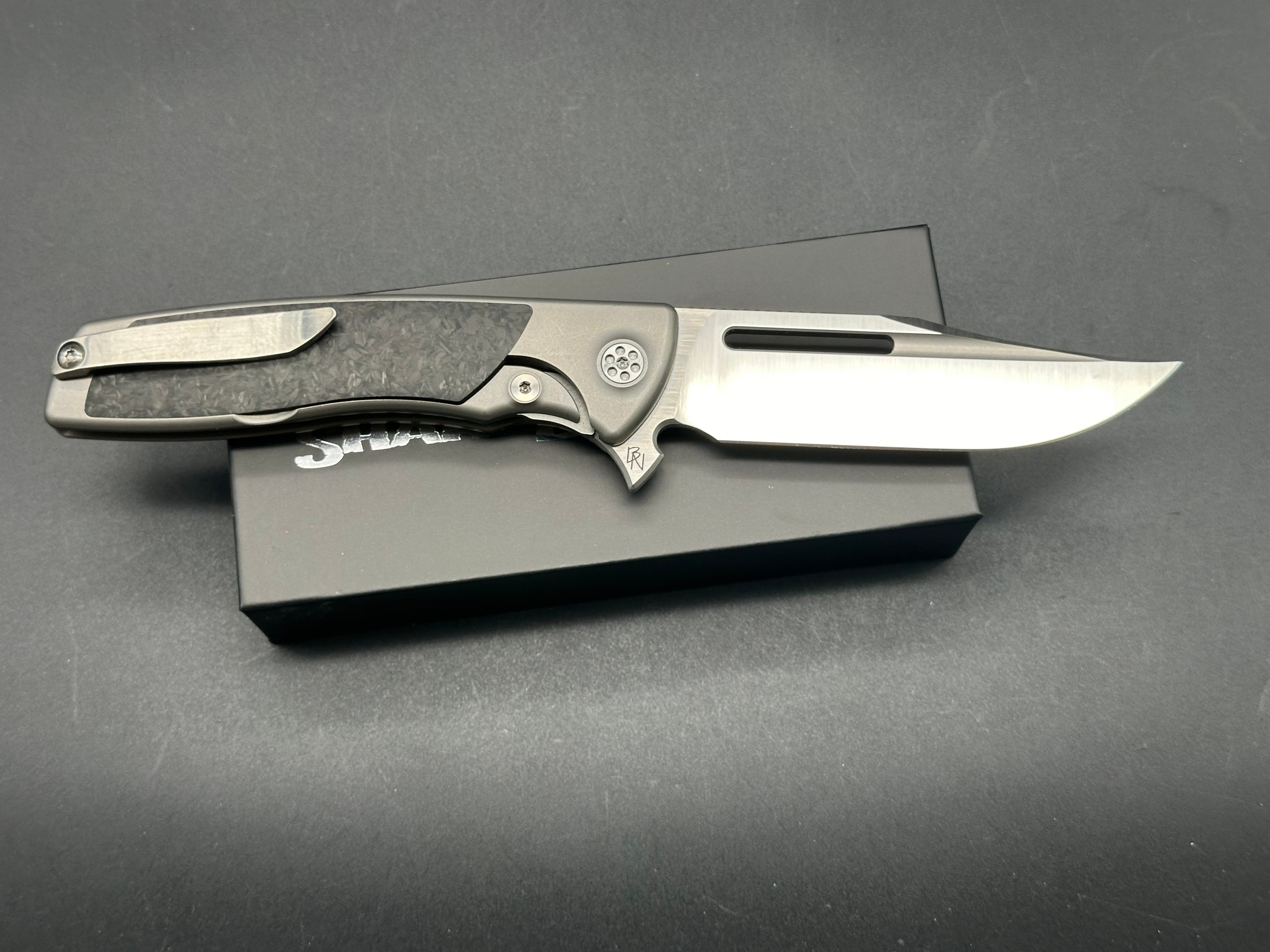 Sharp By Design Evo Typhoon Bowie Knife - Titanium & Carbon Fiber Handle, M390 Steel Blade - Outdoor Survival, Camping, Hunting, Tactical EDC