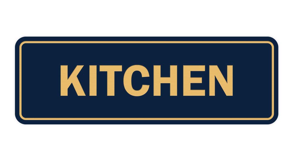 ByLITA Standard Kitchen Sign in Navy Blue & Gold - Medium Size Wall Decor for Farmhouse, Rustic & Modern Kitchens