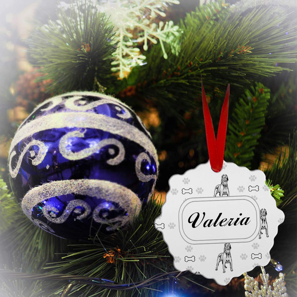 Dogo Argentino Dog Bones Paws Pattern Aluminum Christmas Ornament - Personalized Holiday Tree Decoration with Benelux Landscape Shape | Perfect for Xmas Decor, Pet Lover Gifts & Festive Home Decorating