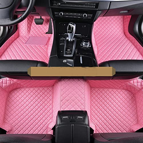 Custom All-Weather Waterproof Car Floor Mats for 99% Sedan SUV Sports Cars - Full Protection Leather Design for Men & Women in Pink - Ideal for Daily Commute, Road Trips & Outdoor Adventures