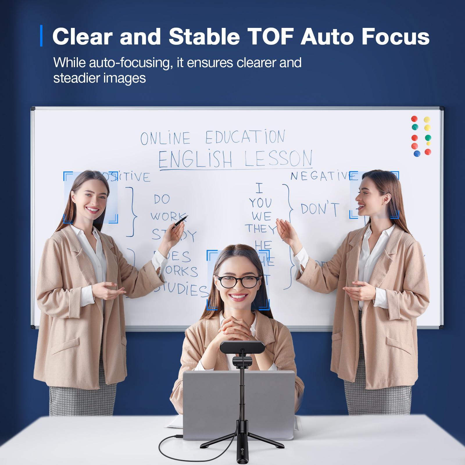 EMEET C960 4K Webcam with Tripod Stand - Sony Sensor, 360° Swivel Head & Adjustable Height, Built-in Dual Noise Cancelling Mics, Auto Focus & Light Correction - Ideal for Zoom Meetings, Online Classes, Live Streaming & Video Conferencing