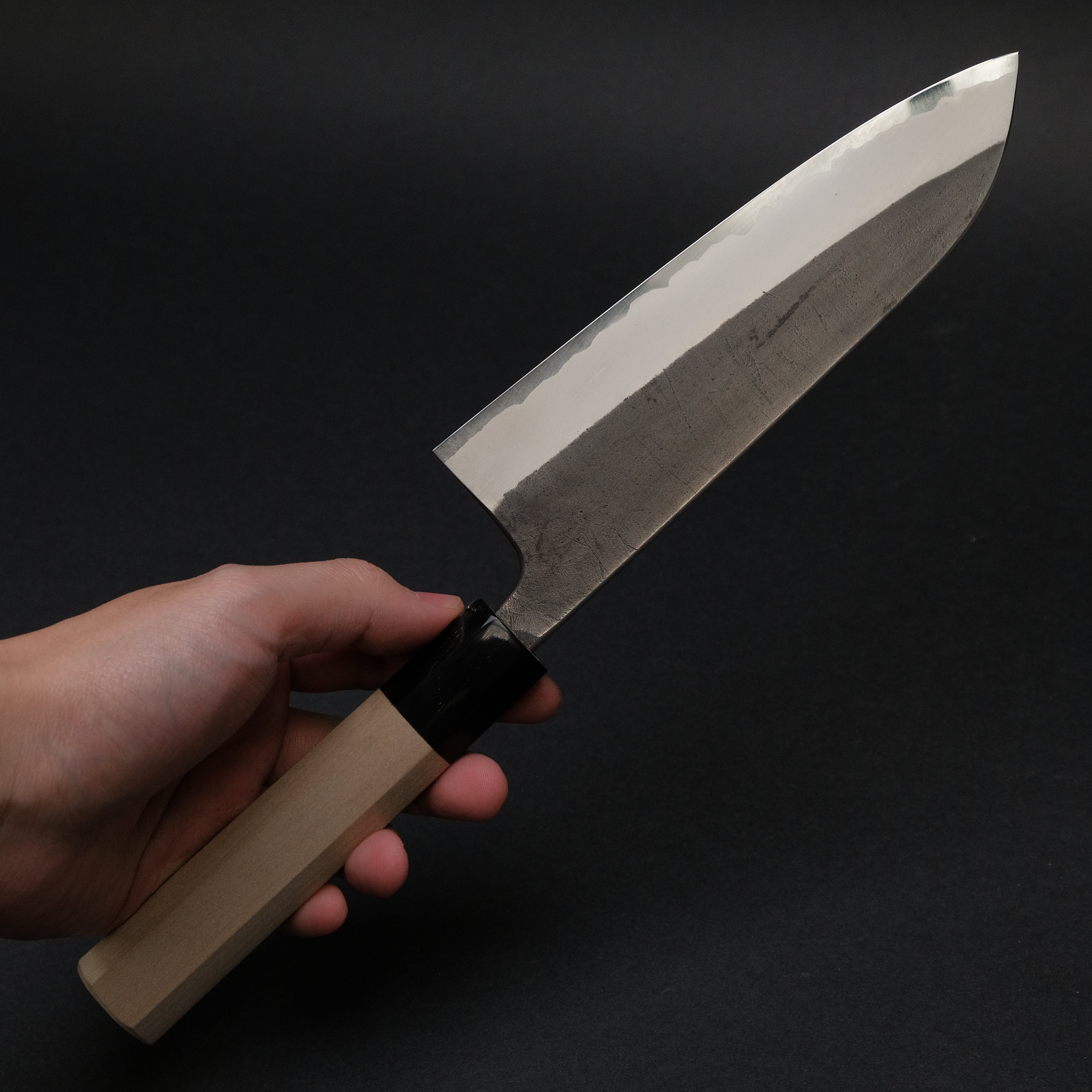 Premium Toshihiro Wakui White #2 Steel Nashiji Santoku Knife 165mm with Magnolia Wood Handle - Japanese Kitchen Knife for Slicing, Dicing & Chopping Vegetables, Meat & Fish