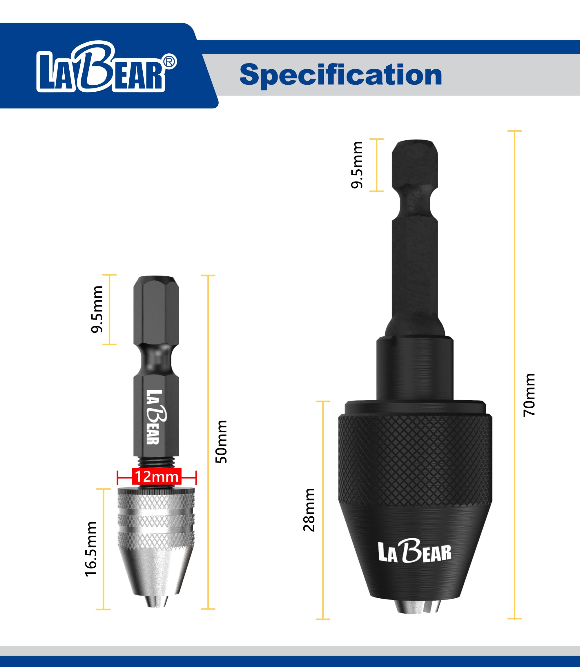 Keyless Drill Chuck Adapter 1/4