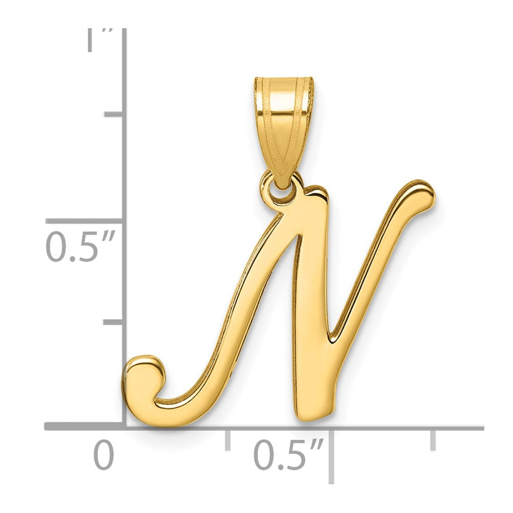 14K Gold Large Letter N Script Initial Pendant Necklace - Elegant Personalized Jewelry Gift for Women - Perfect for Birthdays, Anniversaries & Special Occasions