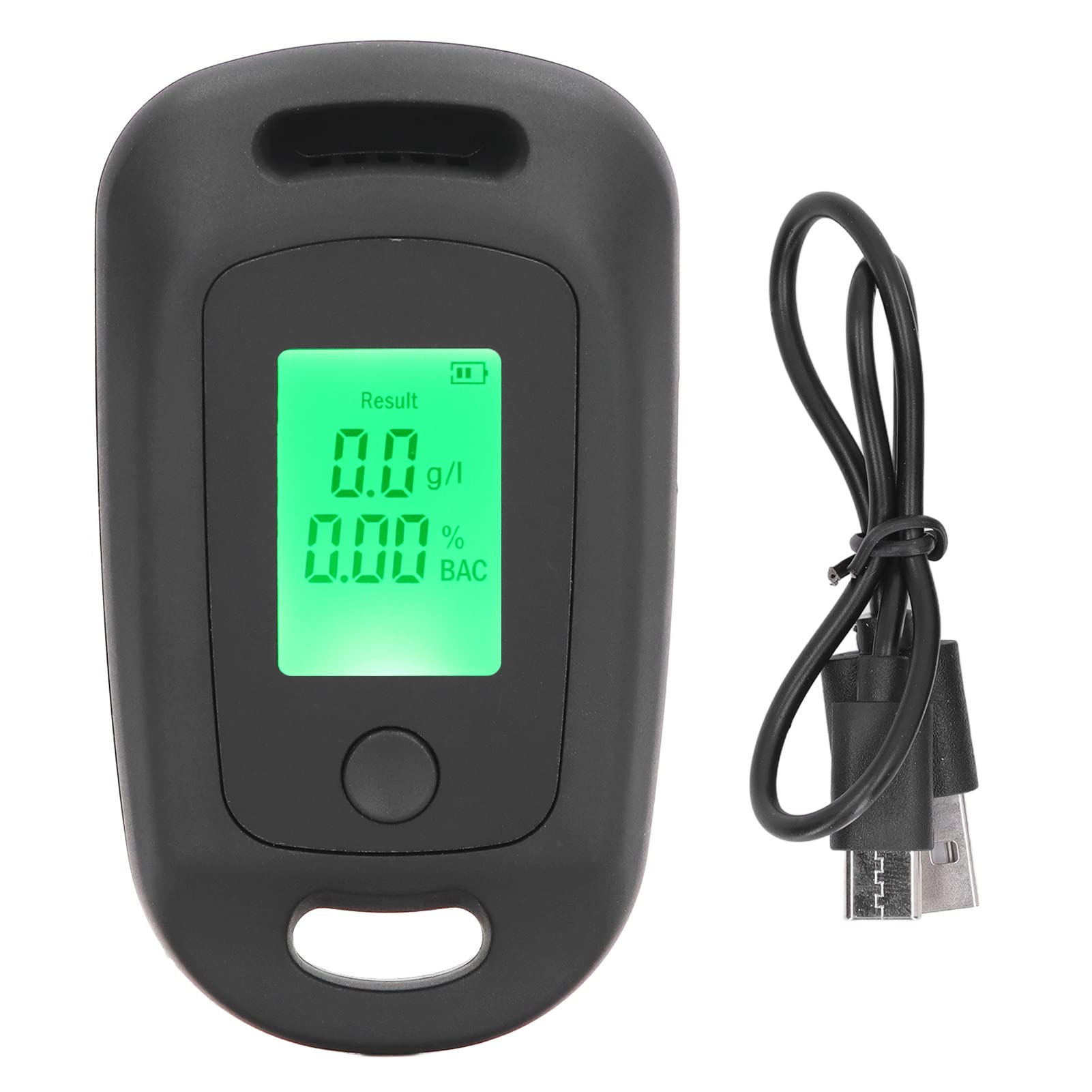 CHICIRIS Portable Breathalyzer - USB Rechargeable Alcohol Tester with Hanging Hole, High Accuracy 3.7V Battery & Built-in Light | Lightweight Design for Personal & Professional Use | Perfect for Nightlife, Workplace Testing & Road Safety (Black)