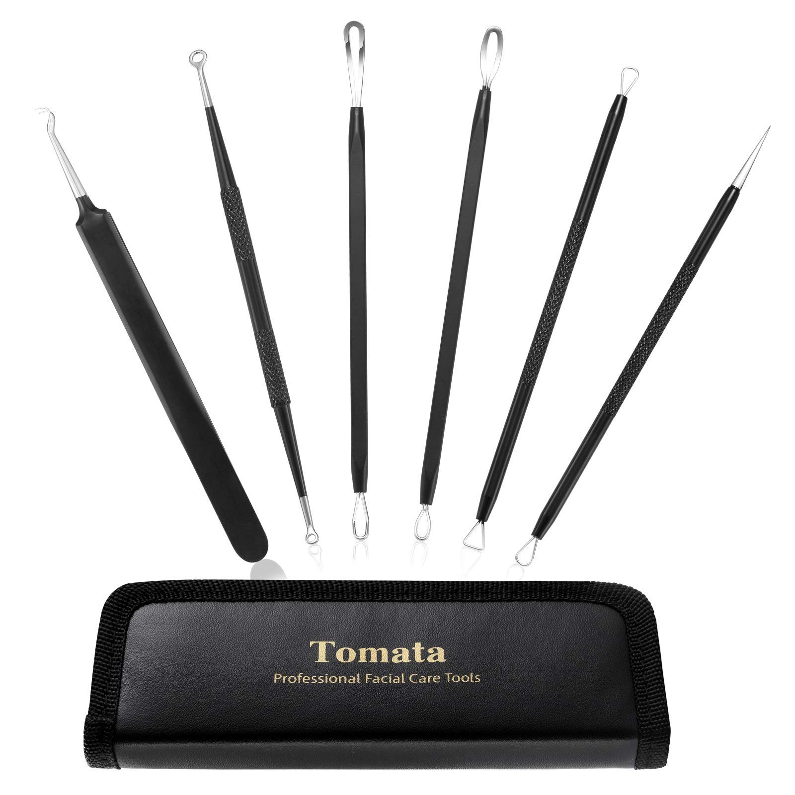 Professional Blackhead Remover Kit - 6 Piece Stainless Steel Pimple Popper & Comedone Extractor Tool Set for Acne Treatment - Perfect for Facial Care, Spa & Home Skincare Routine