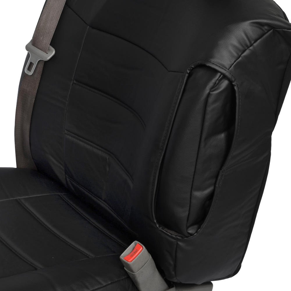 Premium BDK Black Leather Seat Covers for Trucks & SUVs - Side Armrest & Integrated Seatbelt Design, Luxury Leatherette, Semi-Custom Fit - Perfect for Off-Roading, Daily Commute & Interior Protection