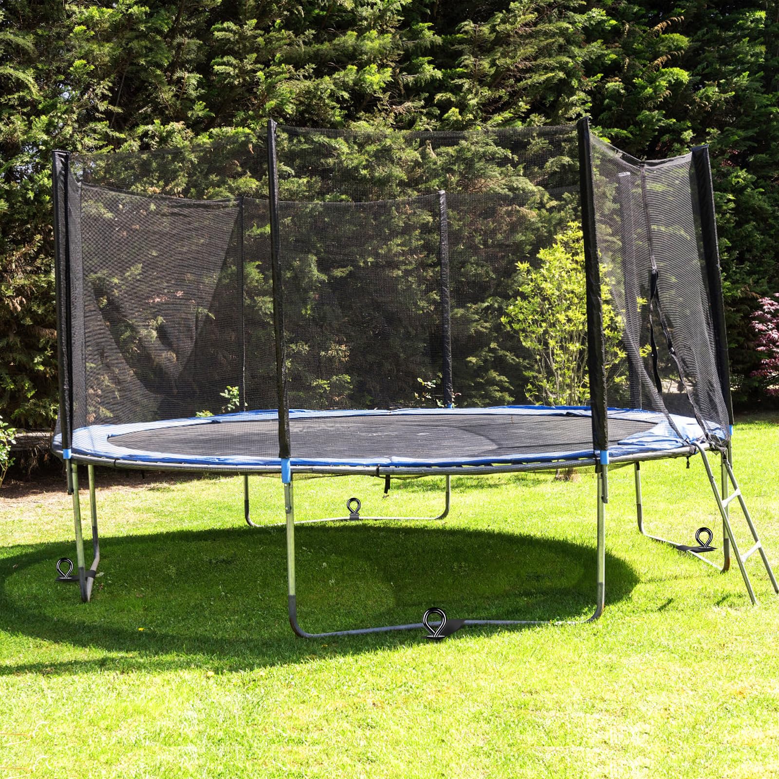 Heavy Duty Trampoline Anchors Set of 4 - Wind Resistant Ground Stakes with Straps for Outdoor Safety - Perfect for Backyard, Garden, and Playground Use