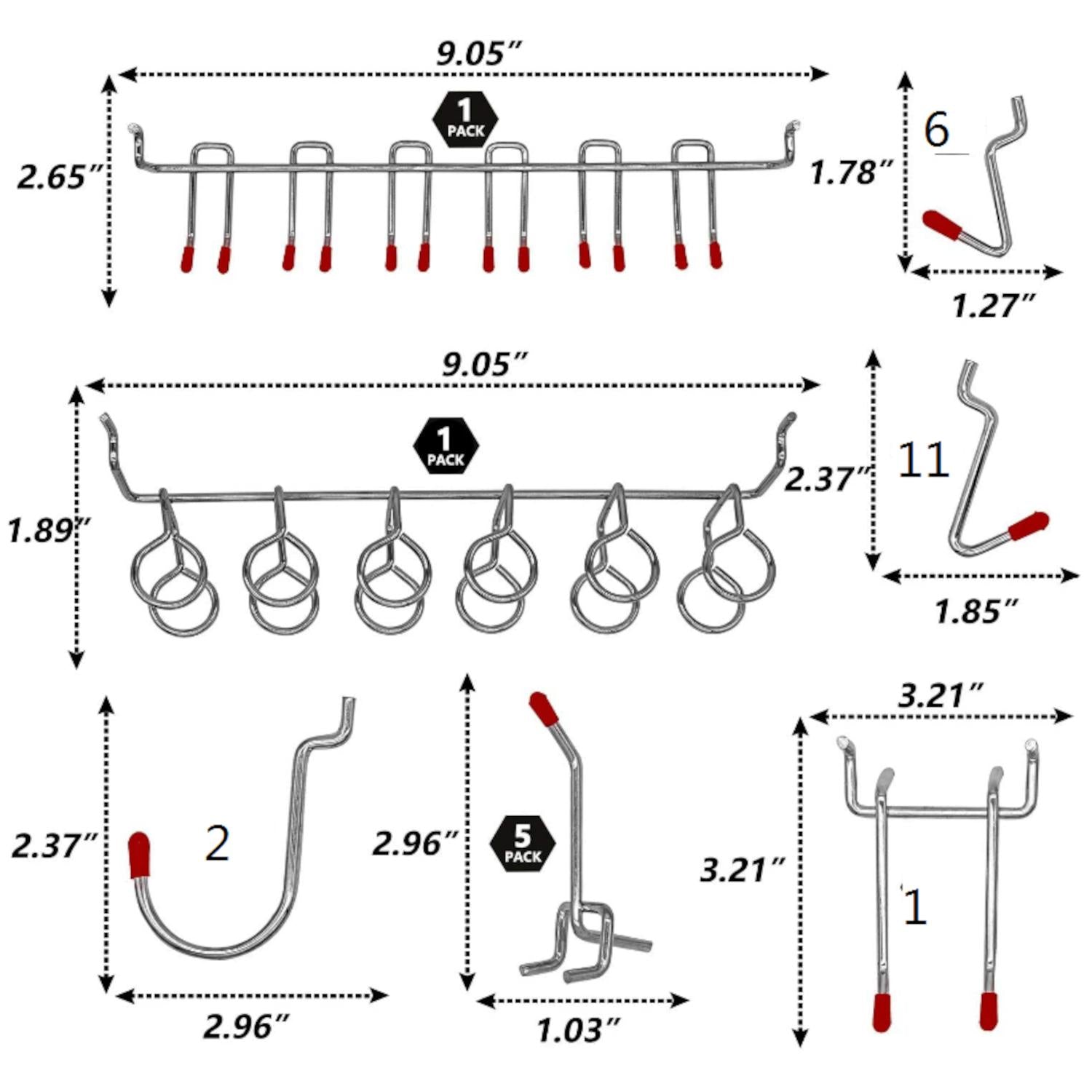 WEN WB114A 114-Piece Pegboard Accessory Kit - Hooks, Bins & Organizers for Garage, Workshop & Retail Display