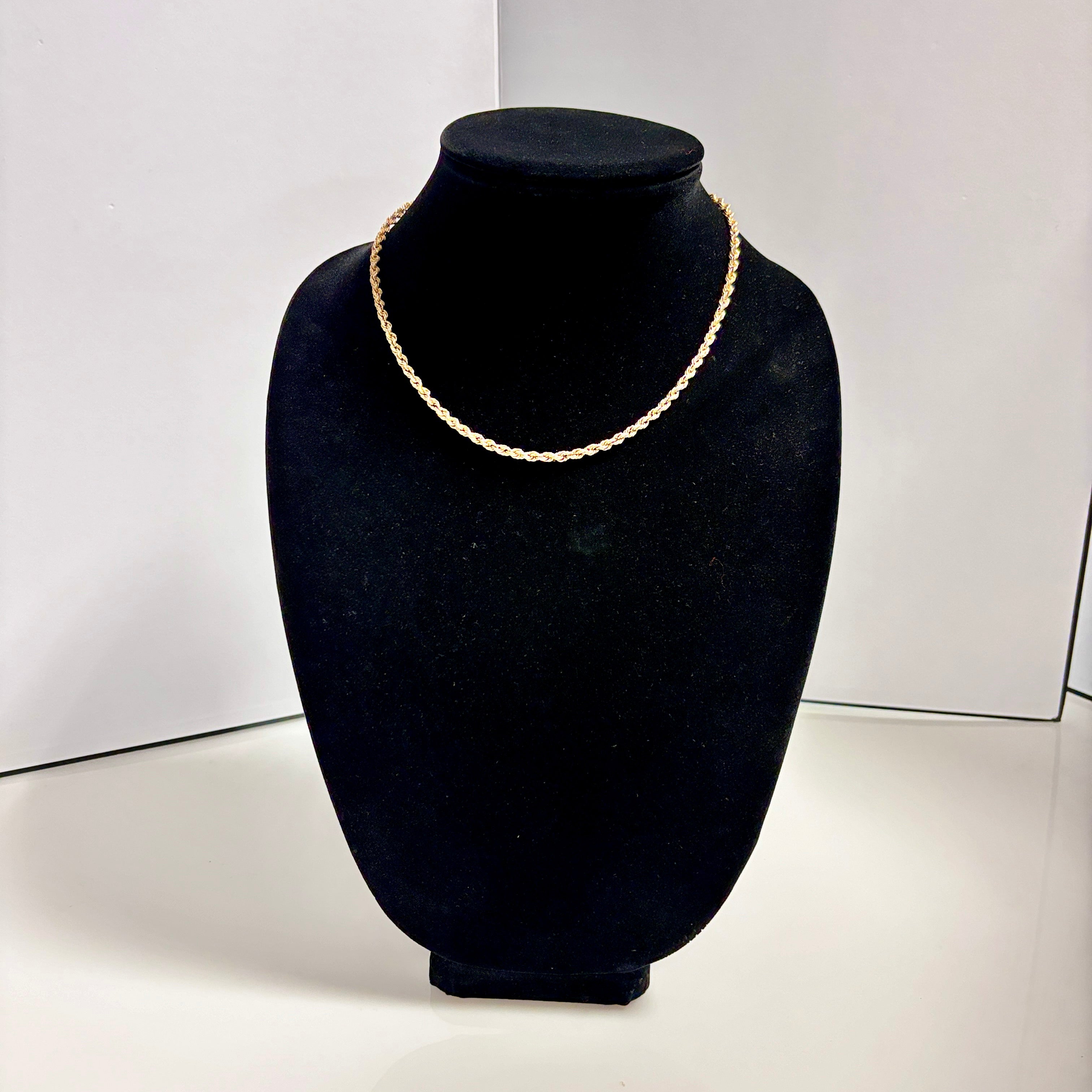 10K Yellow Gold Rope Chain Necklace - 17 Inch Solid Gold Rope Chain for Men & Women - Perfect for Layering, Gifts, and Everyday Wear