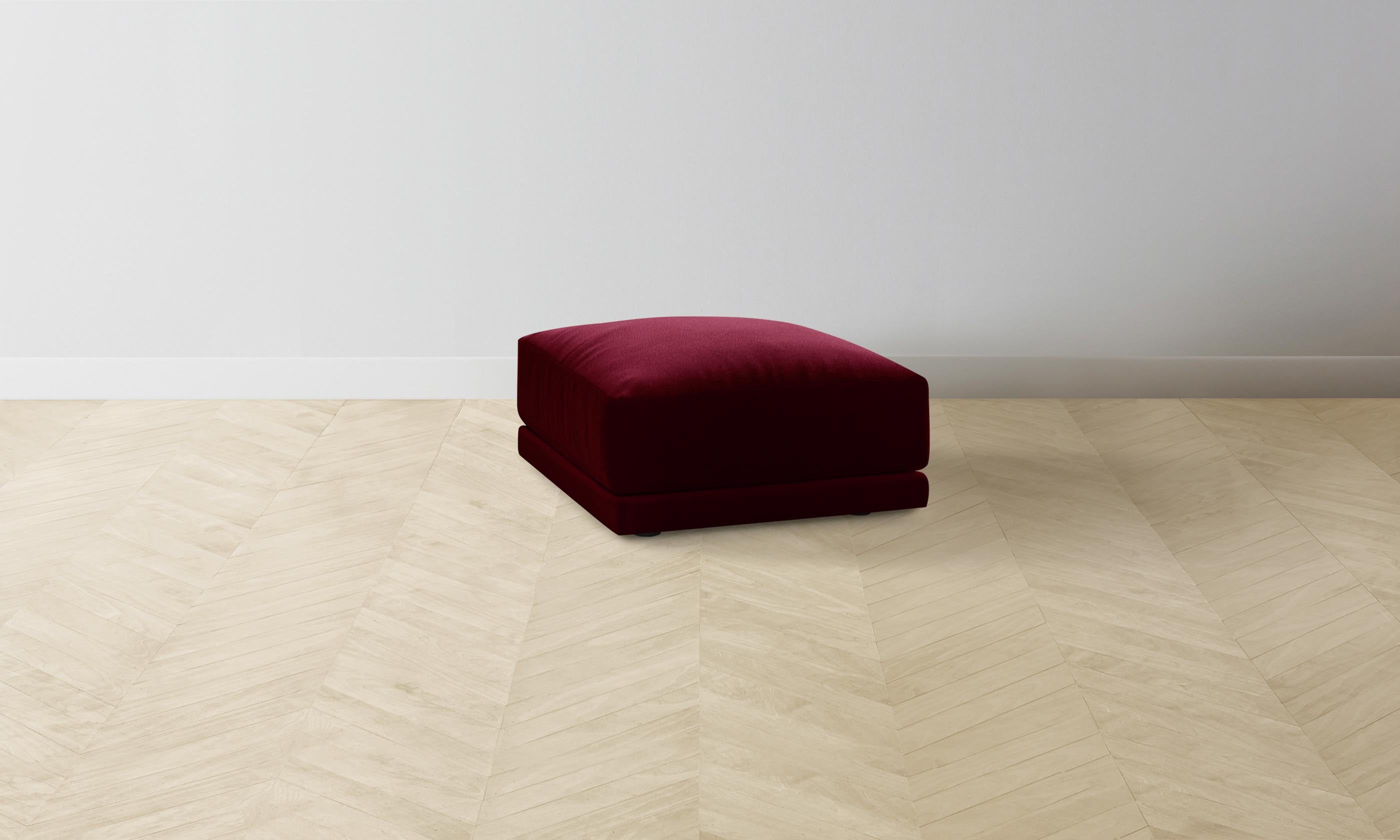 Premium Mohair Crimson Jones Ottoman - Stylish Footrest & Extra Seating for Living Room, Bedroom, or Office