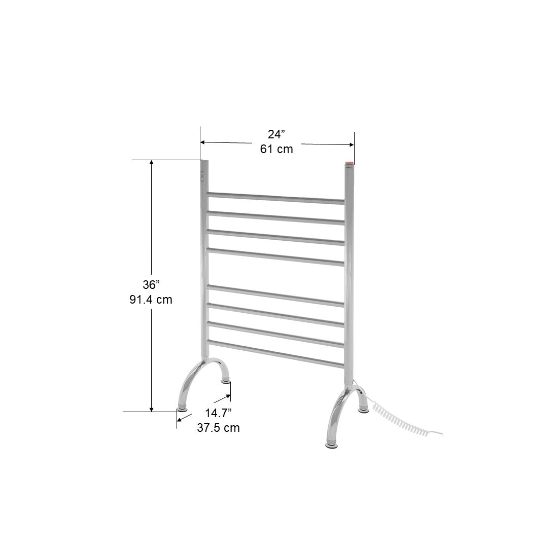 Essentia OBT 8 Bar Stainless Steel Floor Mounted Towel Warmer with Built-in Timer - Perfect for Bathrooms, Spas & Luxury Homes