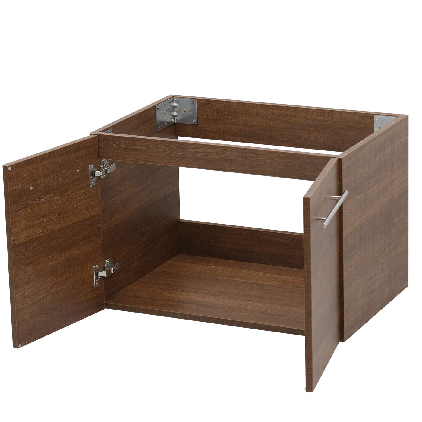 Rustic Brown Floating Vanity Set with White Stone Top - 30