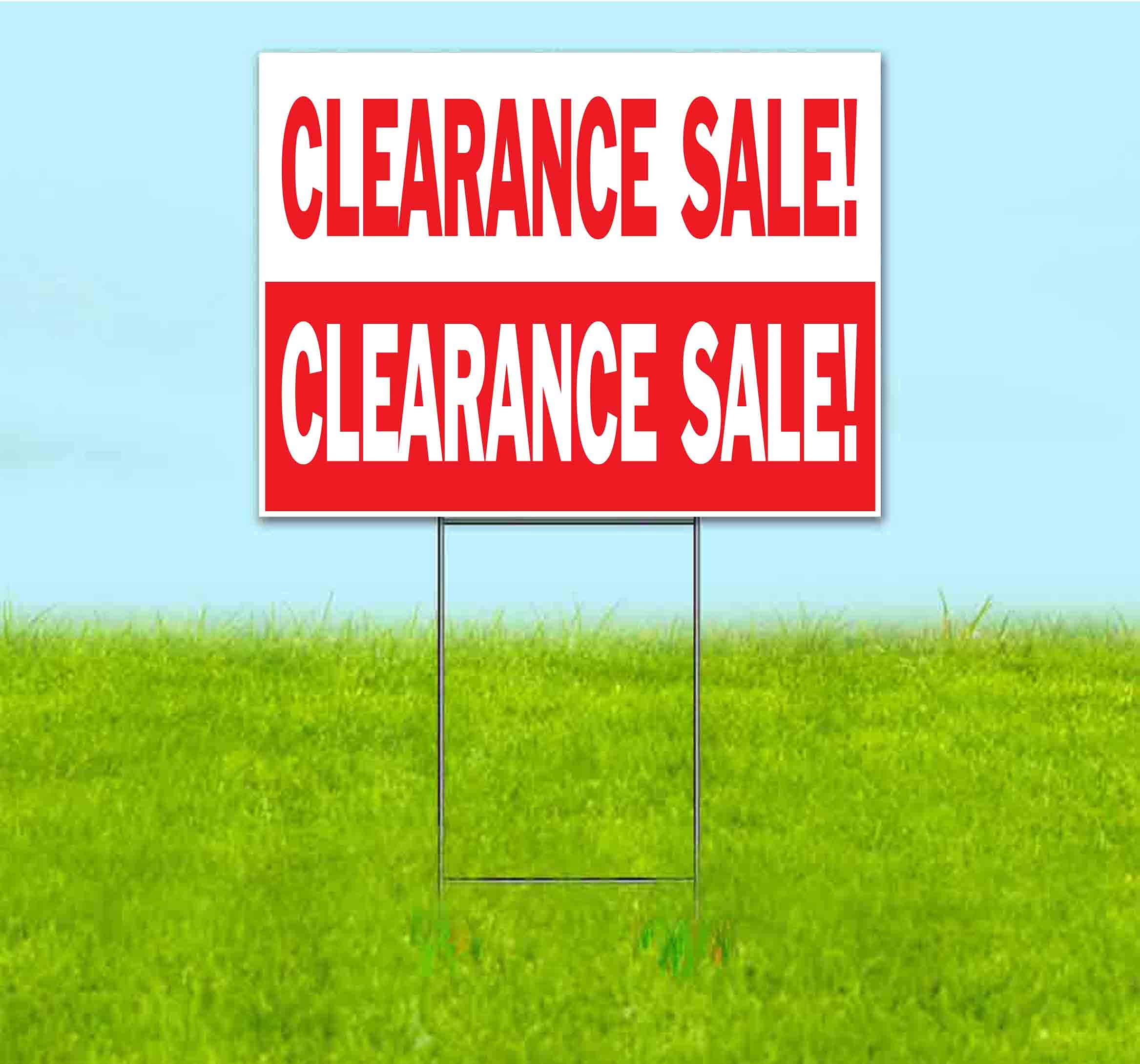 18x24 Inch Clearance Yard Sign with Metal Step Stake - Bulk Discounts & Multi-Packs Available | Durable Outdoor Advertising Sign for Businesses, Events & Sales (Made in USA)