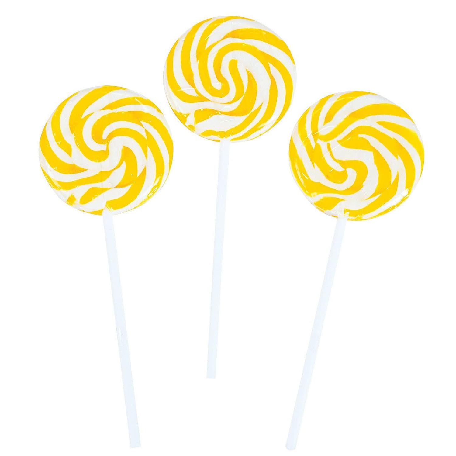 Yellow Swirl Lollipops - 24 Individually Wrapped Candy Suckers - Large 2 Inch Pops - Perfect for Candy Buffets, Birthday Parties & Party Favors