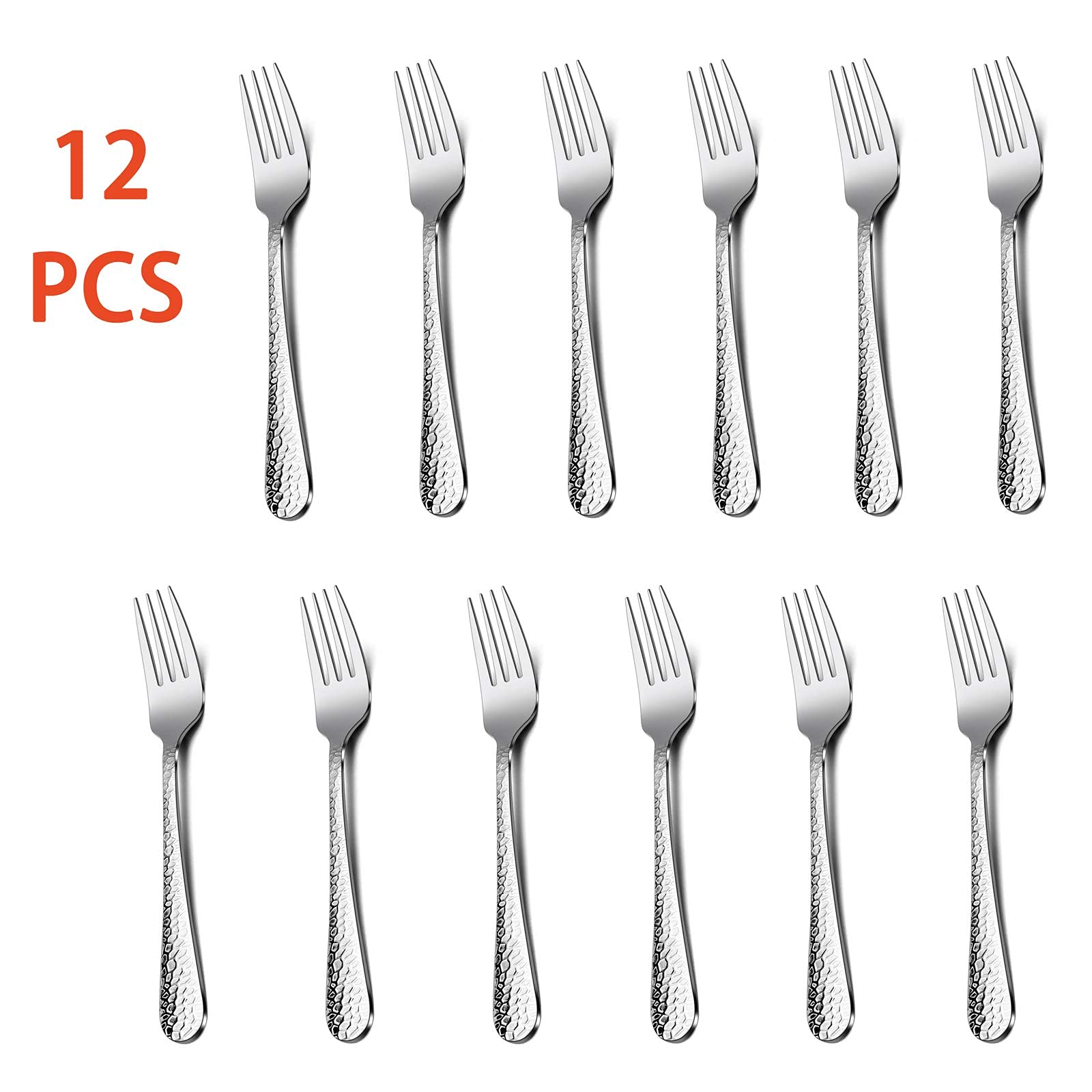 E-far 12-Piece Stainless Steel Salad Forks Set - Appetizer & Dessert Forks, Mirror Finish, Dishwasher Safe (6.7 Inches) - Perfect for Dinner Parties, Picnics, and Formal Dining