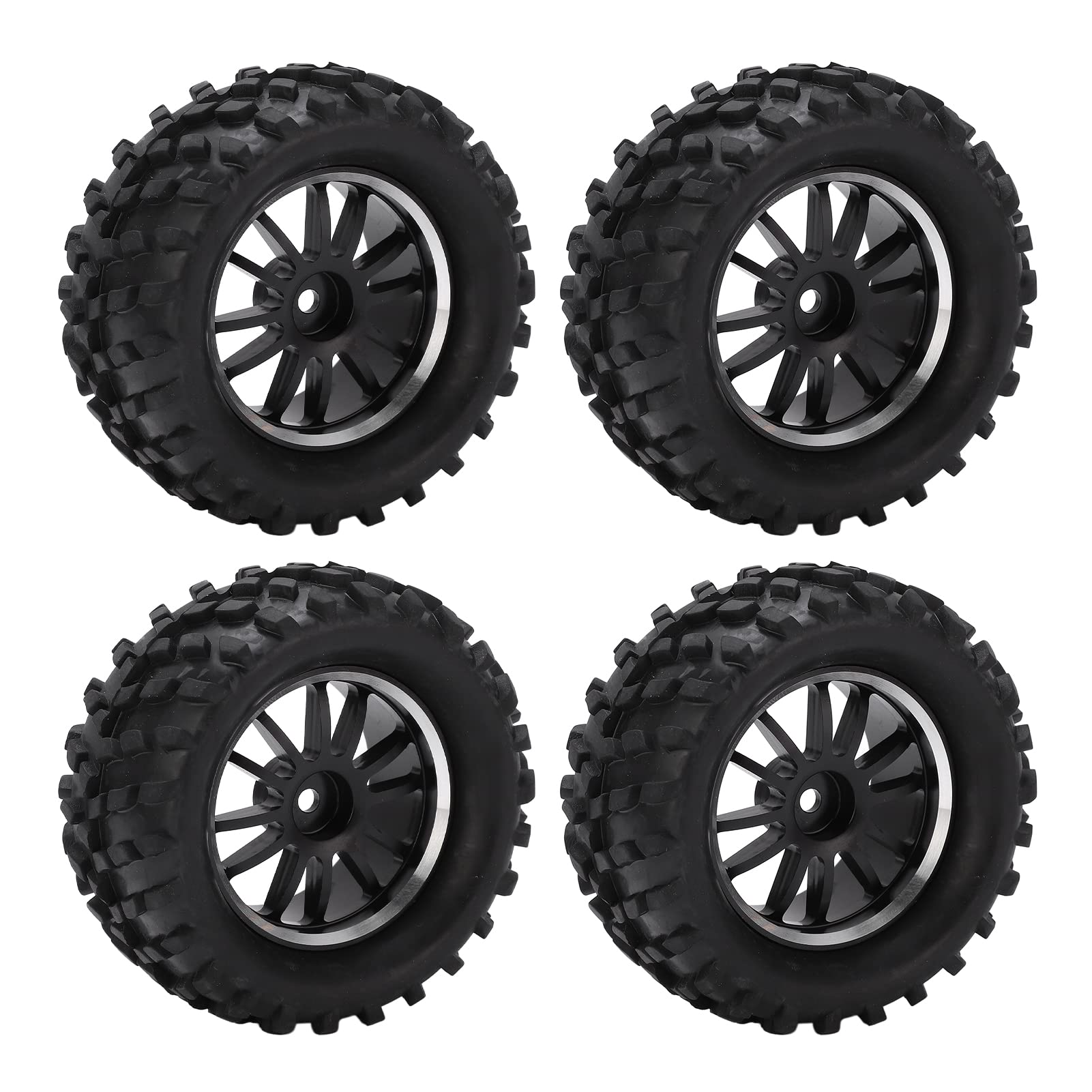 High-Performance 82mm RC Rubber Tires & Wheel Rims Set (4pcs) - Durable Off-Road Tires for 1/14 Scale RC Cars Like Wltoys 144001 - Perfect for Bashing, Crawling & Racing on Rough Terrain