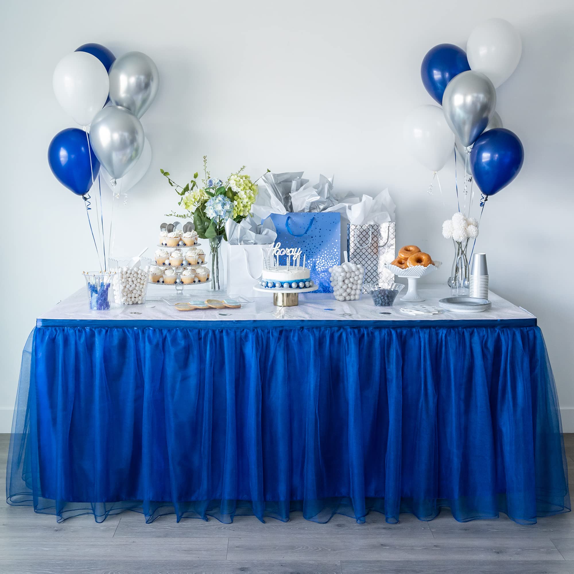 BLUEKATE Navy Tulle Table Skirt - 6ft Rectangle Tutu Table Skirt for Weddings, Christmas & Parties | Elegant Royal Blue Table Decoration for Wedding Receptions, Holiday Celebrations & Friendsgiving Gatherings