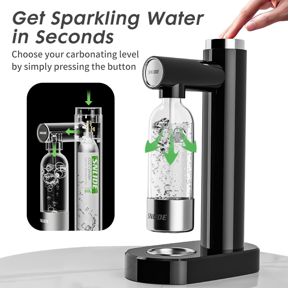 Sparkling Water Maker Machine - SodaStream Alternative with 1L BPA-Free PET Bottle & DIY Stickers | Easy Home Carbonation System for Healthy Drinks | Perfect for Cocktails, Mocktails & Hydration