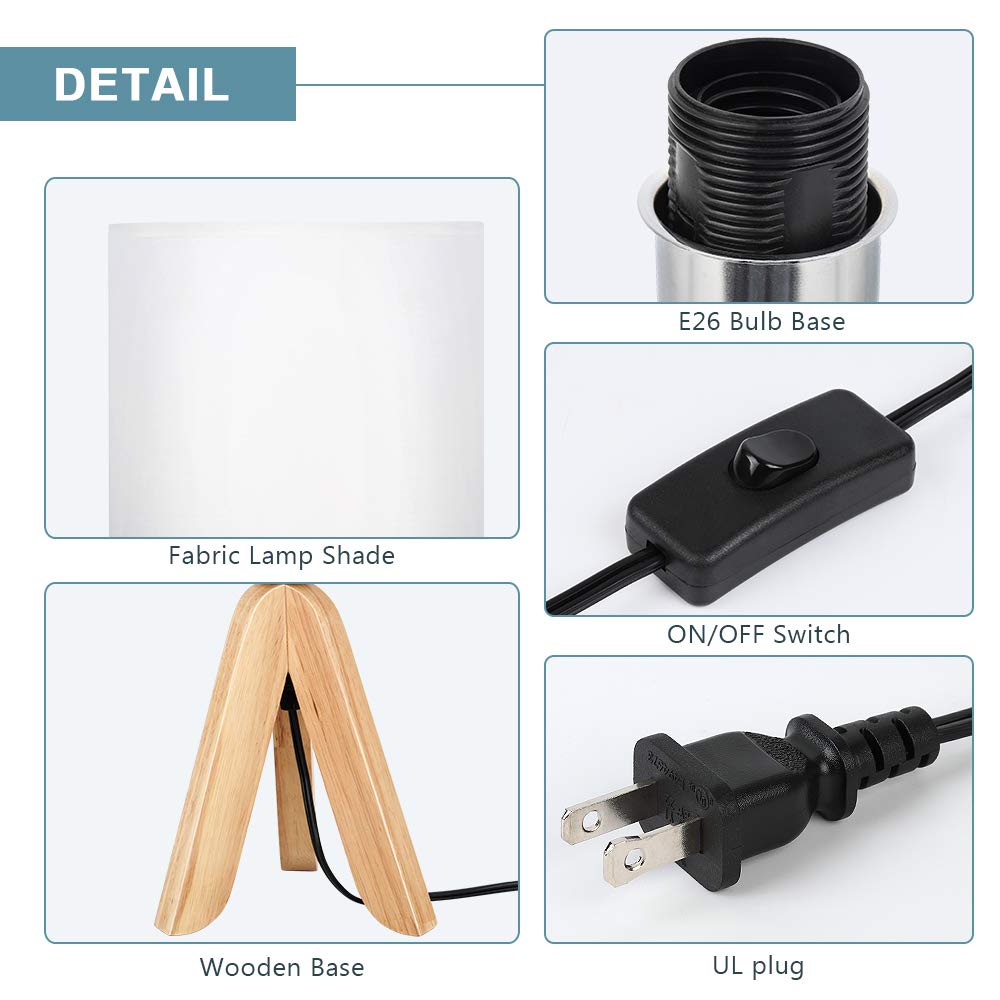 Small Cute Desk Lamp with Fabric Shade & Tripod Base - Nightstand Light for Kids Room, Office, Study, Bedroom, Dorm & Coffee Table - Perfect for Reading, Working & Decor (White)