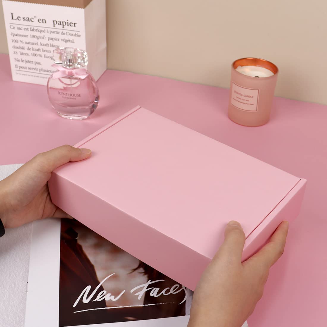 30 Pack 9x6x2 Inch Pink Corrugated Cardboard Shipping Boxes - Small Business Packaging, Mailing & Ecommerce Shipping Supplies - Perfect for Jewelry, Cosmetics & Small Product Shipments