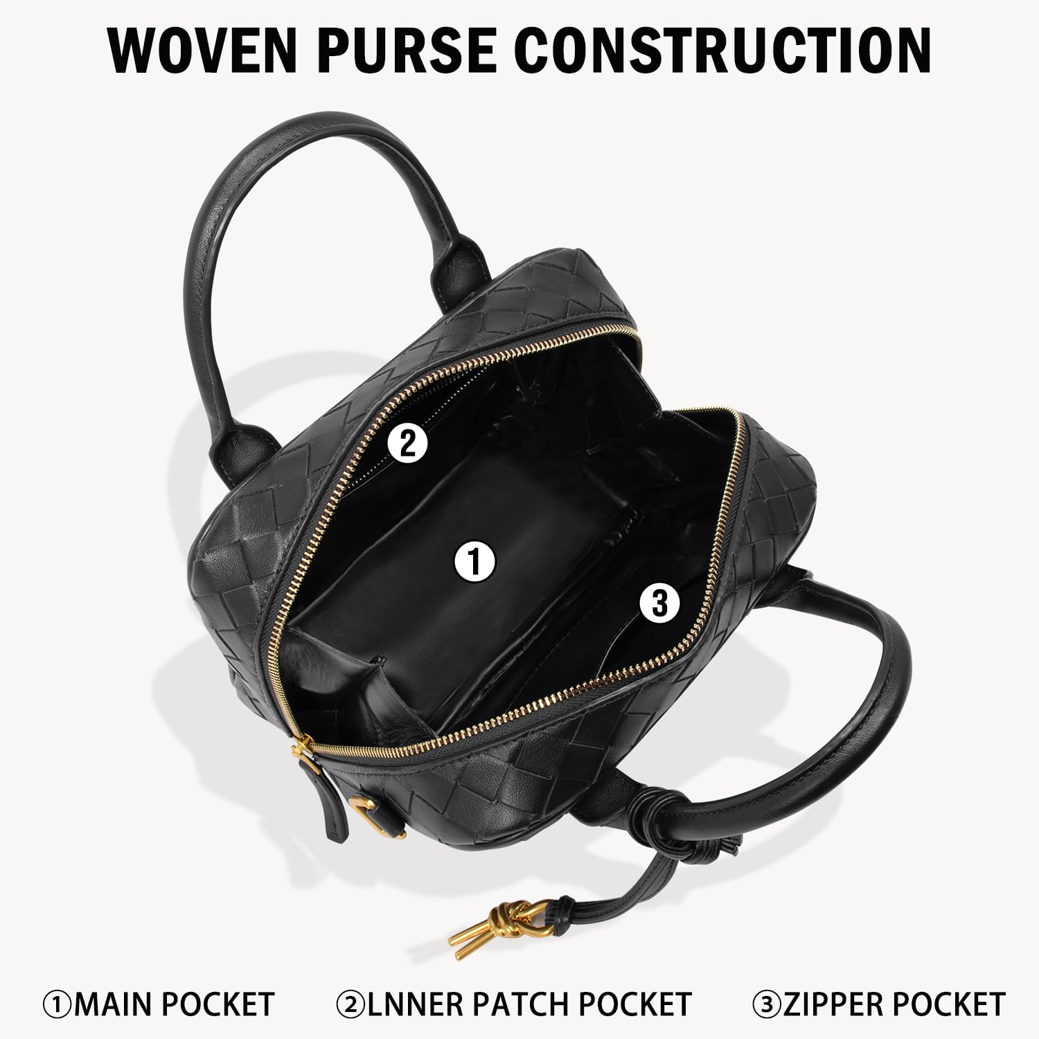 Stylish Woven Handbag for Women - PU Leather Crossbody Bag with Top Handle, Shoulder Satchel Purse | Perfect for Work, Travel, and Everyday Use