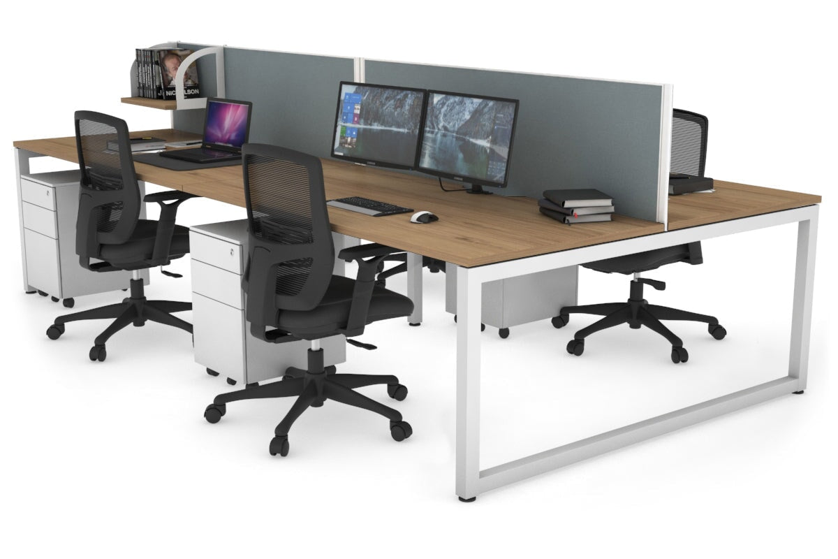 Quadro Loop Legs 4-Person Office Workstation - 1600L x 800W with Cable Management - Modern Collaborative Desk for Team Workspaces & Open Office Environments
