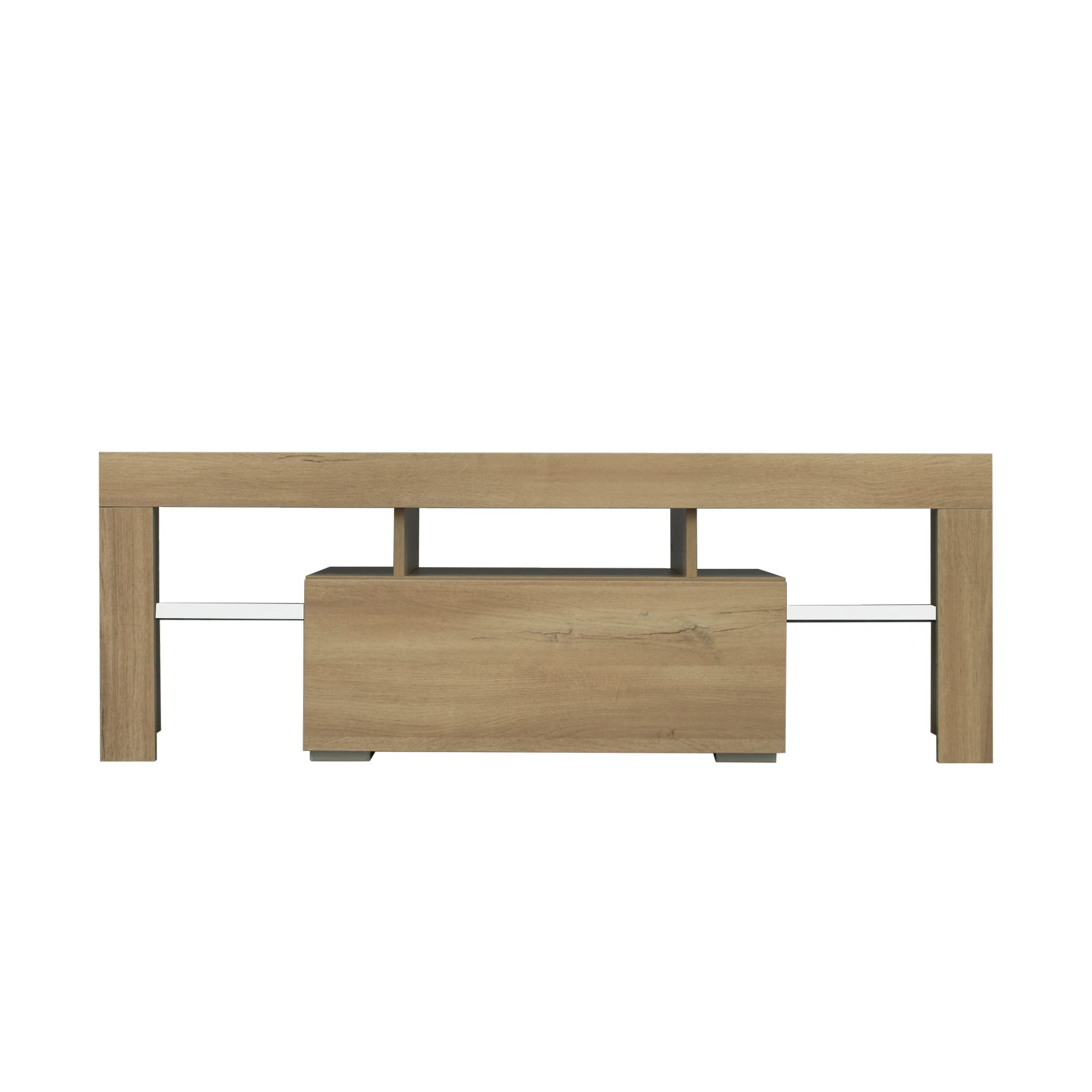 RGB LED TV Stand with Storage for Flat Screen TVs & Gaming Consoles - Modern Wood Entertainment Center for Living Room, Lounge & Game Room Setup