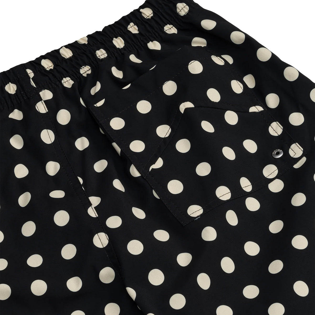 Stylish Logo Polka Dot Swim Shorts for Men - Black & White Print - Perfect for Beach, Pool, and Summer Vacations