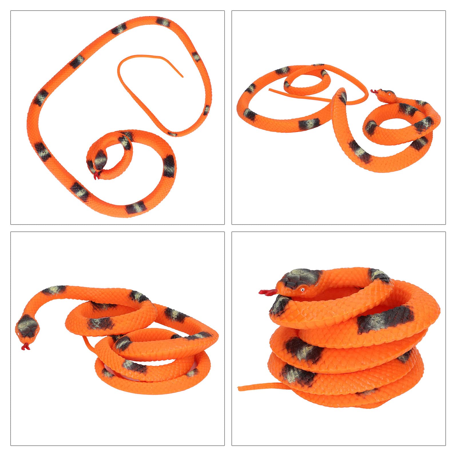 Realistic Fake Rubber Snake Toy - 51.2 Inch Large Orange Prank Snake for Scaring Birds & Practical Jokes | Outdoor Garden Pest Deterrent & Halloween Party Decoration