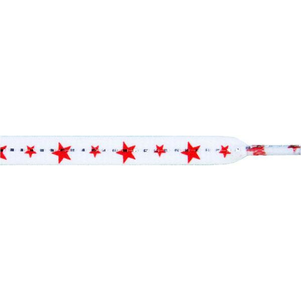 Red Stars on White Shoelaces - 1 Pair Pack | Stylish & Durable Laces for Sneakers, Boots & Casual Shoes | Perfect for Sports, Fashion & Everyday Wear