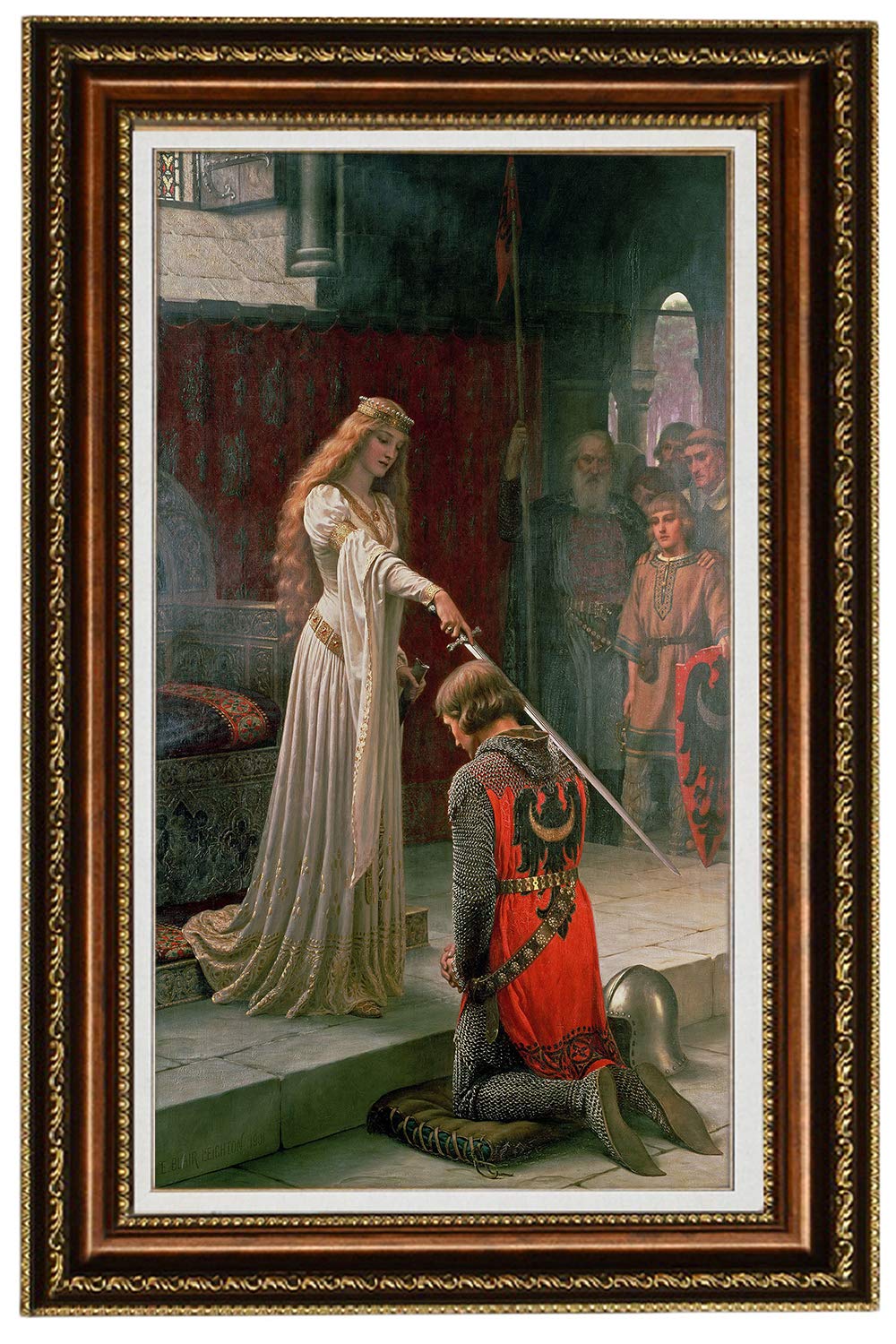 ELITEART The Accolade by Edmund Leighton - Premium Giclee Oil Painting Reproduction, Framed Wall Art Canvas Print 18x30 (35.5