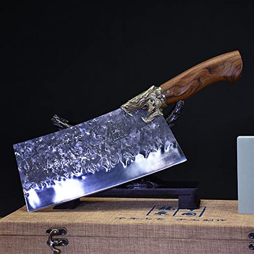 Premium Hand-Forged Meat Cleaver - Authentic Longquan Ghost Series Kitchen Knife, Razor Sharp Non-Stick Chinese Chef's Cleaver for Chopping Meat & Bones (Color: G-cd112) - Perfect for Home Kitchens, Butcher Shops & Professional Cooking