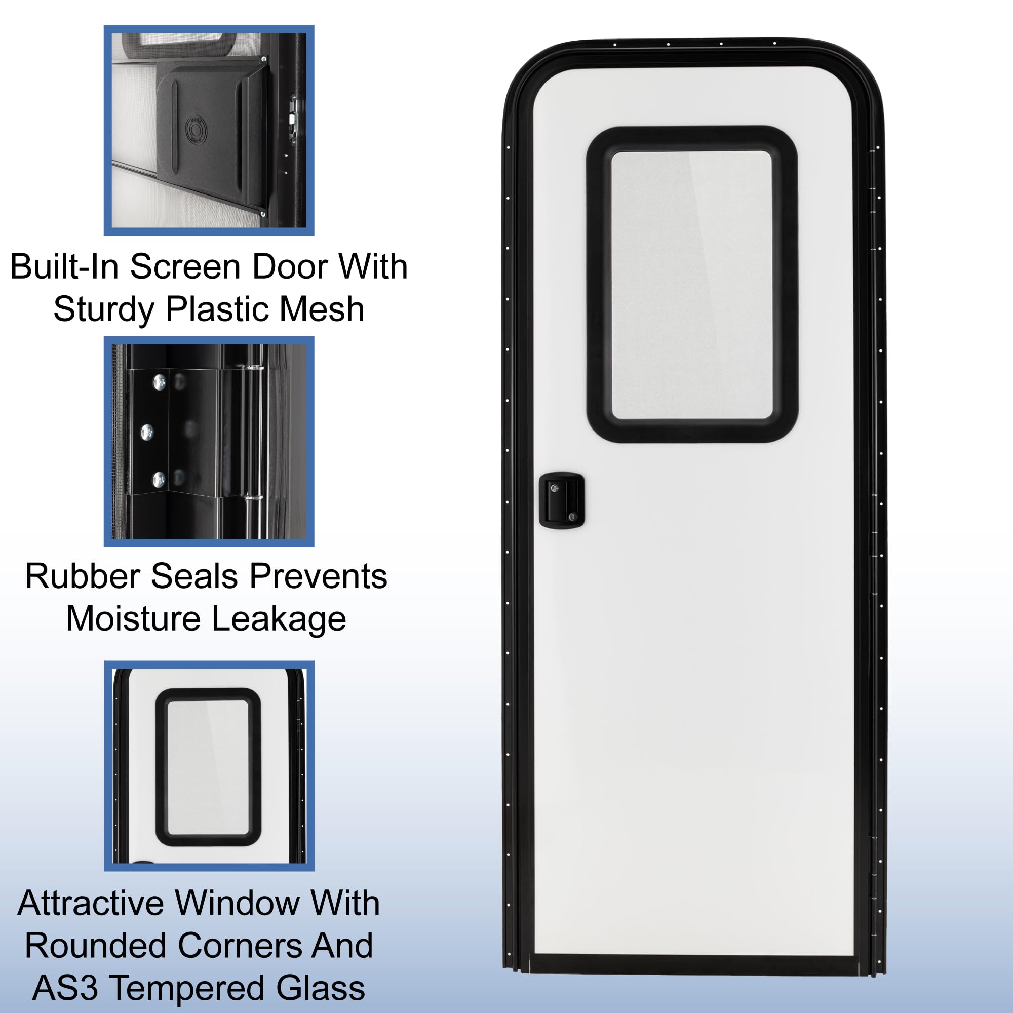 RecPro RV Rounded Entry Door with Screen & Lock | 26