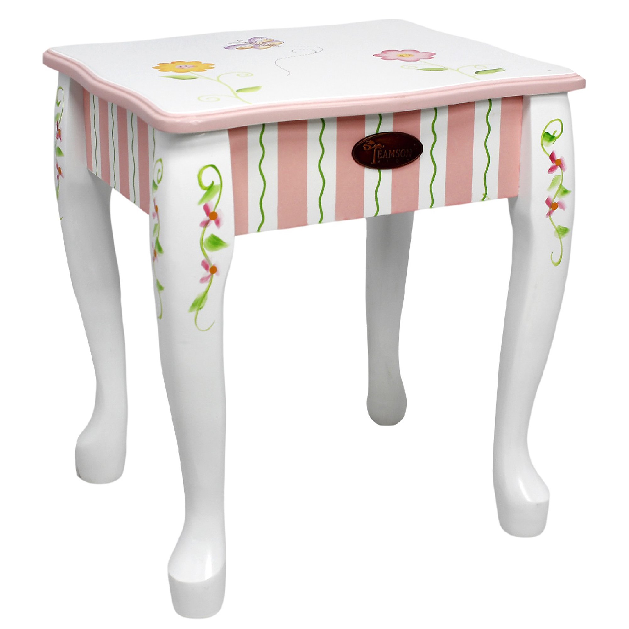 Fantasy Fields Princess & Frog Kids Vanity Table and Stool Set with 1 Drawer - White & Pink Crown-Themed Dresser for Girls Bedroom, Birthday Gift for Toddlers (Perfect for Pretend Play & Room Decor)