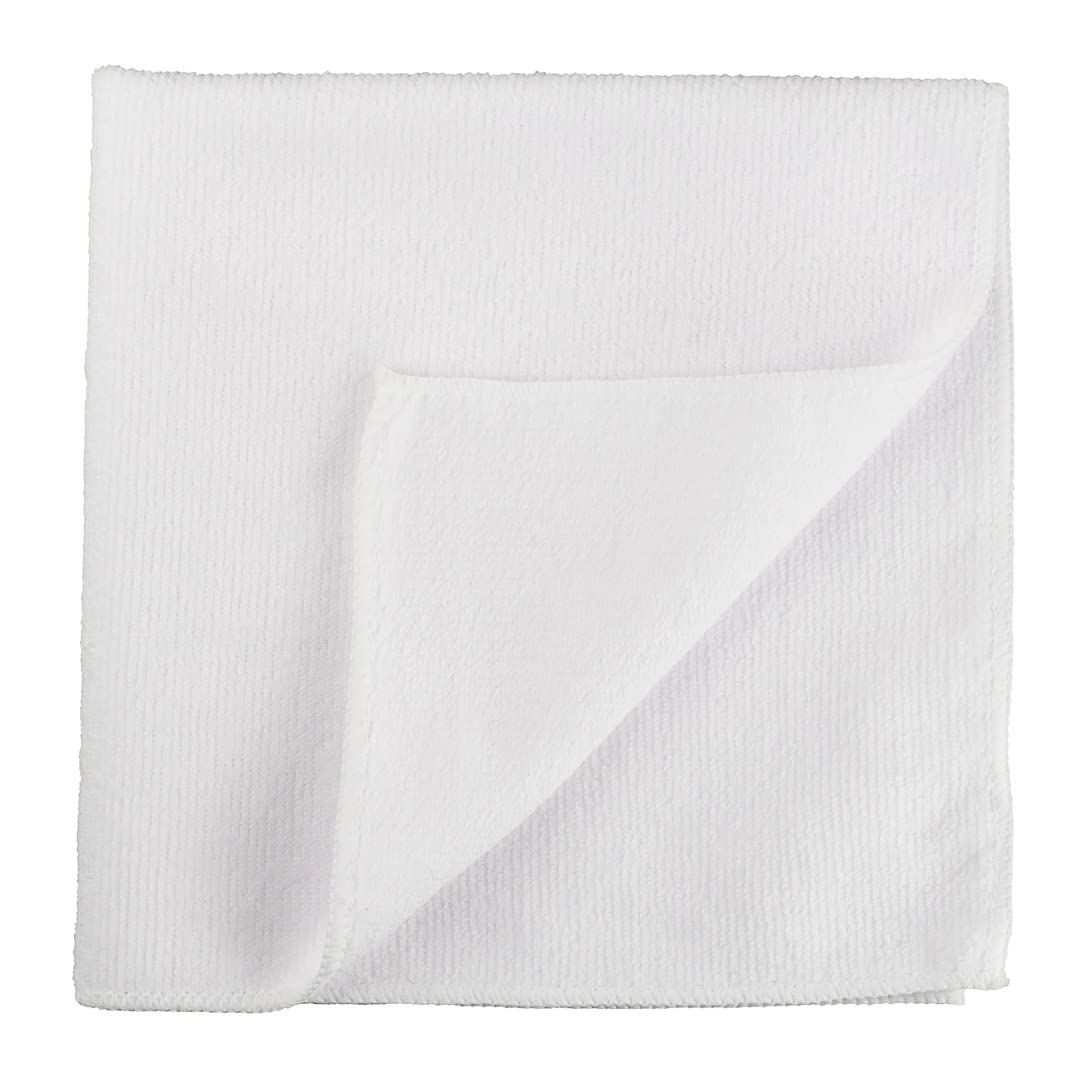 Restaurantware Clean Tek Professional 16x16 Inch Microfiber Cleaning Cloths - 100 Pack Lint-Free, Highly Absorbent & Non-Abrasive White Towels for Kitchen, Restaurant, and Household Use - Reusable Multi-Purpose Cleaning Rags