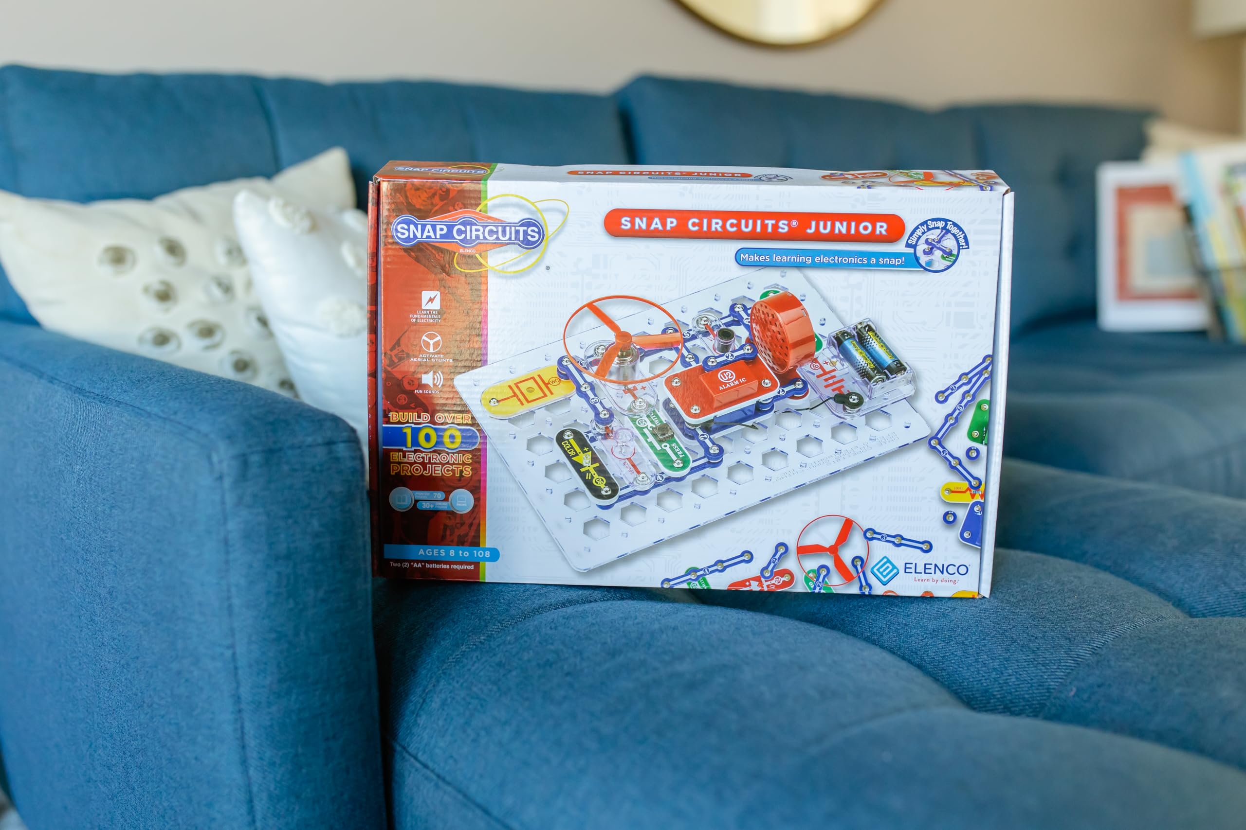 Snap Circuits Jr. SC-100 Electronics Exploration Kit | 100+ STEM Projects for Kids Ages 8+ | Includes Color Manual & 28 Parts | Educational Science Toy for Home & Classroom Learning