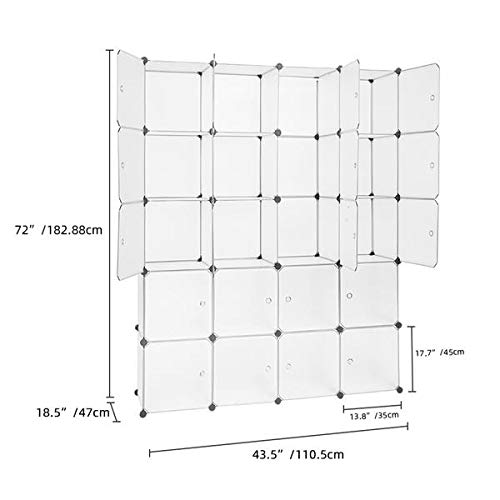 20-Cube Stackable Plastic Storage Organizer - Modular Closet Cabinet with Hanging Rod, White | Space-Saving Shelving Unit for Bedroom, Closet, Office & Kids Room Organization