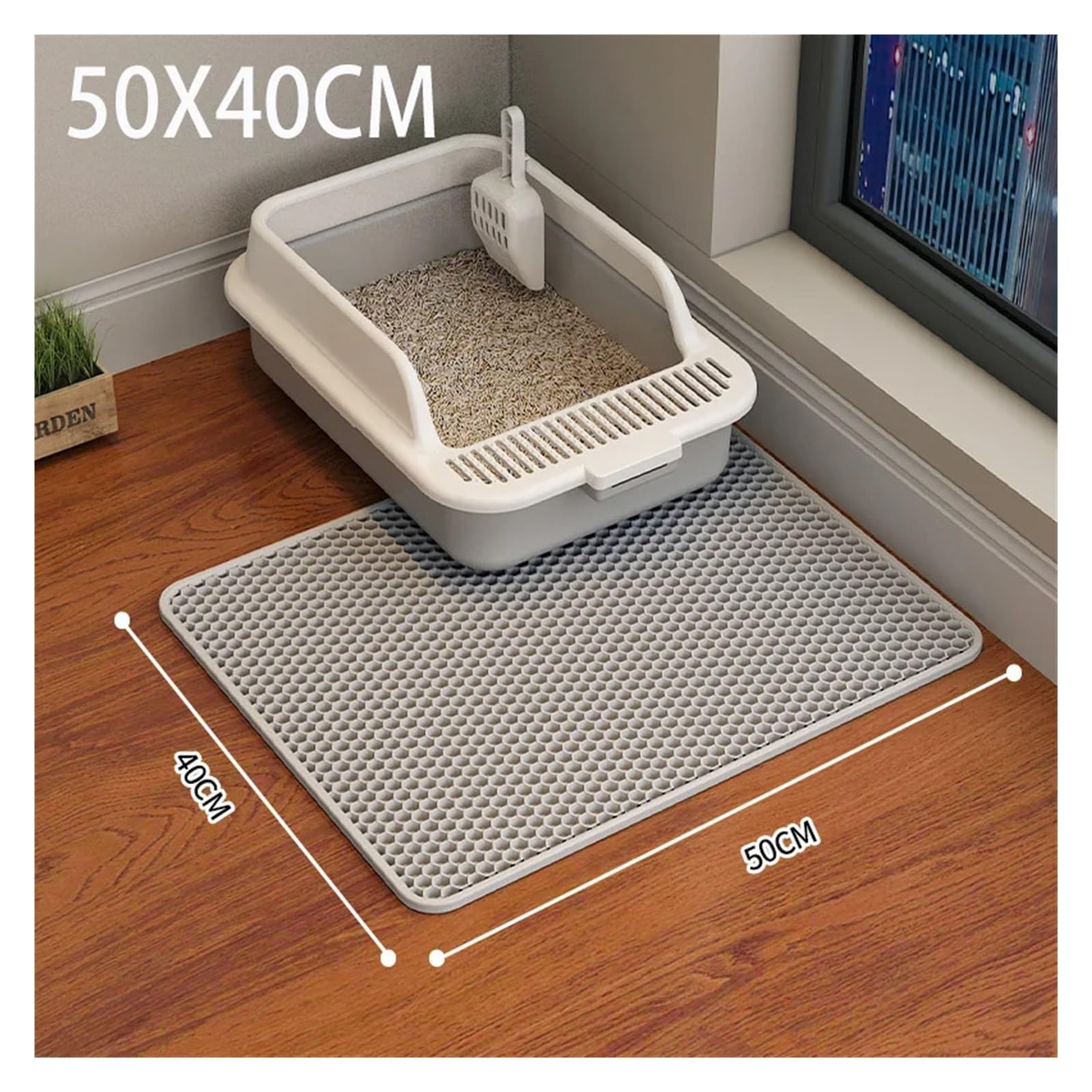 Premium Double Layer Cat Litter Mat - Waterproof & Non-Slip Litter Box Tray Rug (45x60cm, Black) | Traps Mess & Protects Floors | Perfect for Indoor Cat Litter Box Areas & Multi-Cat Homes