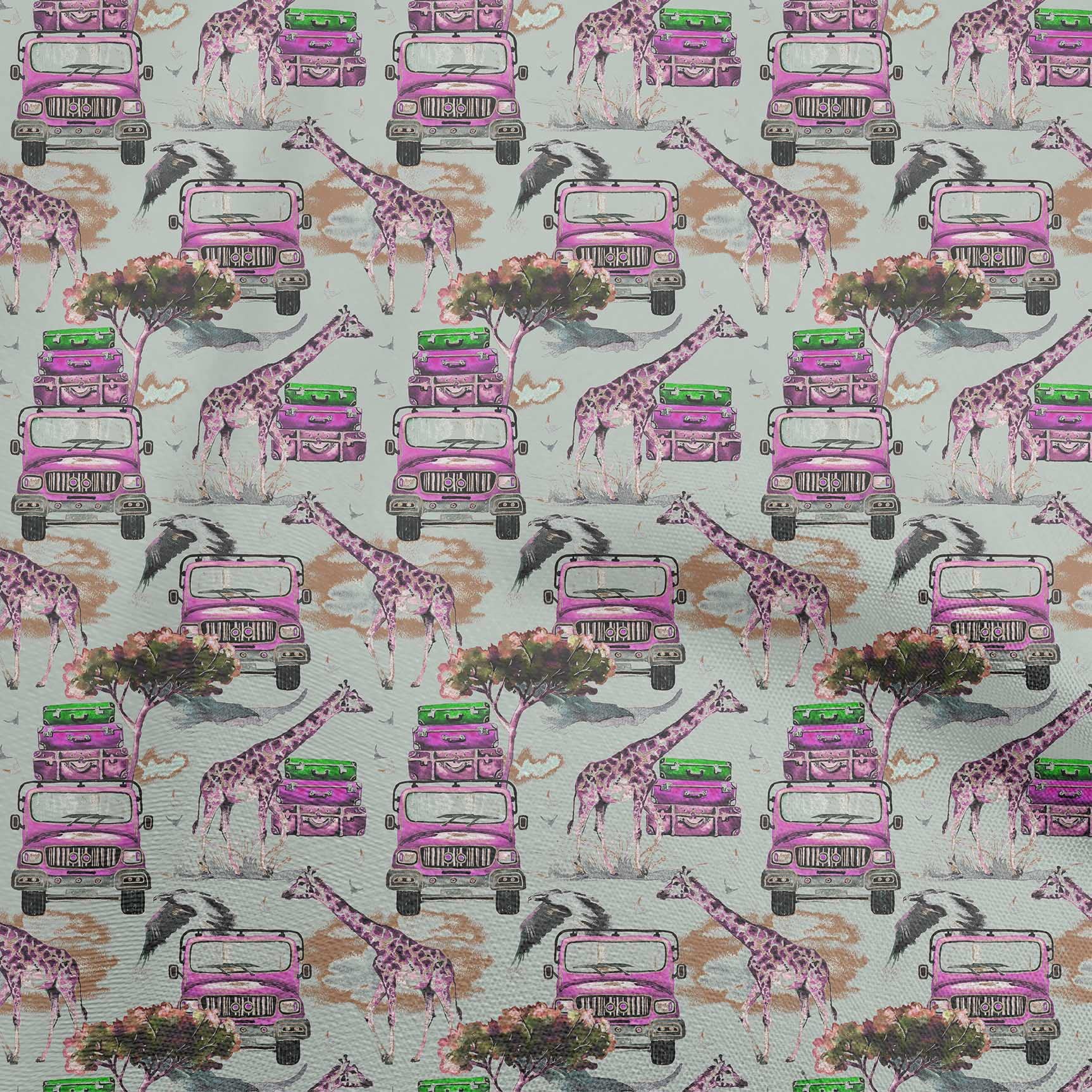 oneOone Viscose Chiffon Fabric - Dusty Gray Kids Safari Print - 42 Inch Wide Quilting & Sewing Material by The Yard - Perfect for DIY Dresses, Curtains, and Home Decor Projects