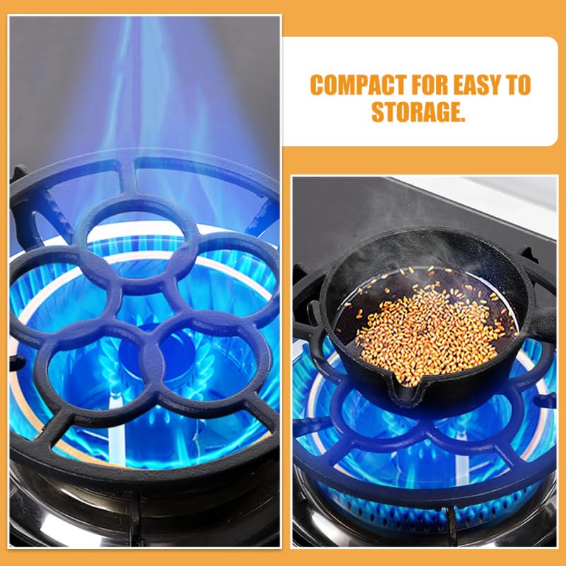 Cast Iron Gas Stove Cooker Ring Reducer - Heavy Duty Wok Ring for Kitchen Gas Stovetop, Compatible with Espresso Maker & Coffee Pot - Perfect for Asian Cooking, Camping & Outdoor Use