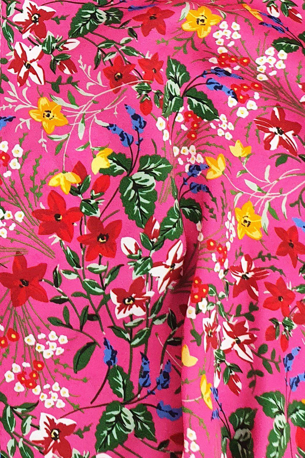 LIU JO Women's Pink Floral Print 3/4 Sleeve Flounce Mini Dress - Size IT 38 | UK 06 | XXS - Perfect for Spring Weddings, Garden Parties & Date Nights